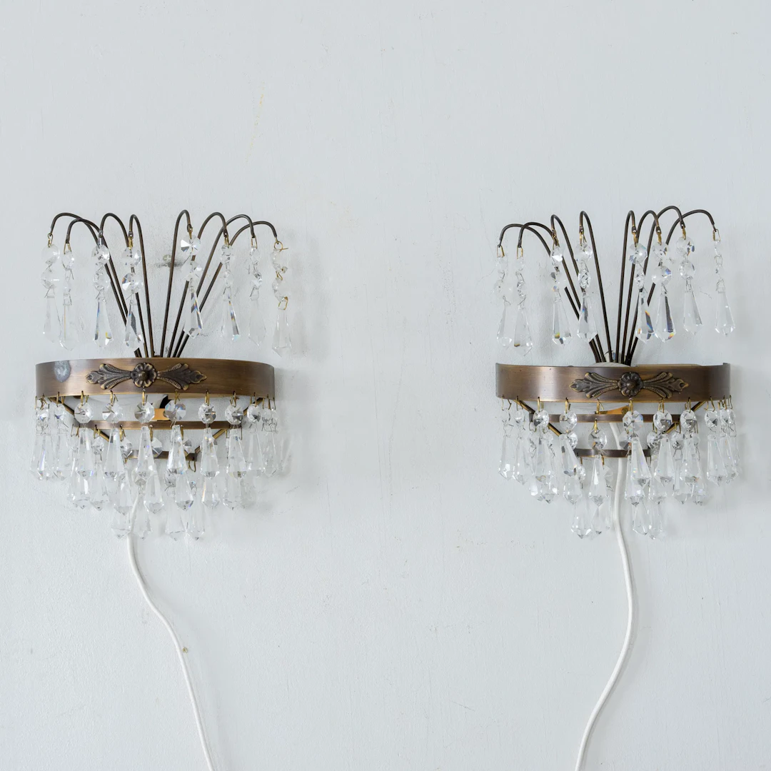 WALL LUSTERS, 1 pair, bronzed metal, 1900s/2000s