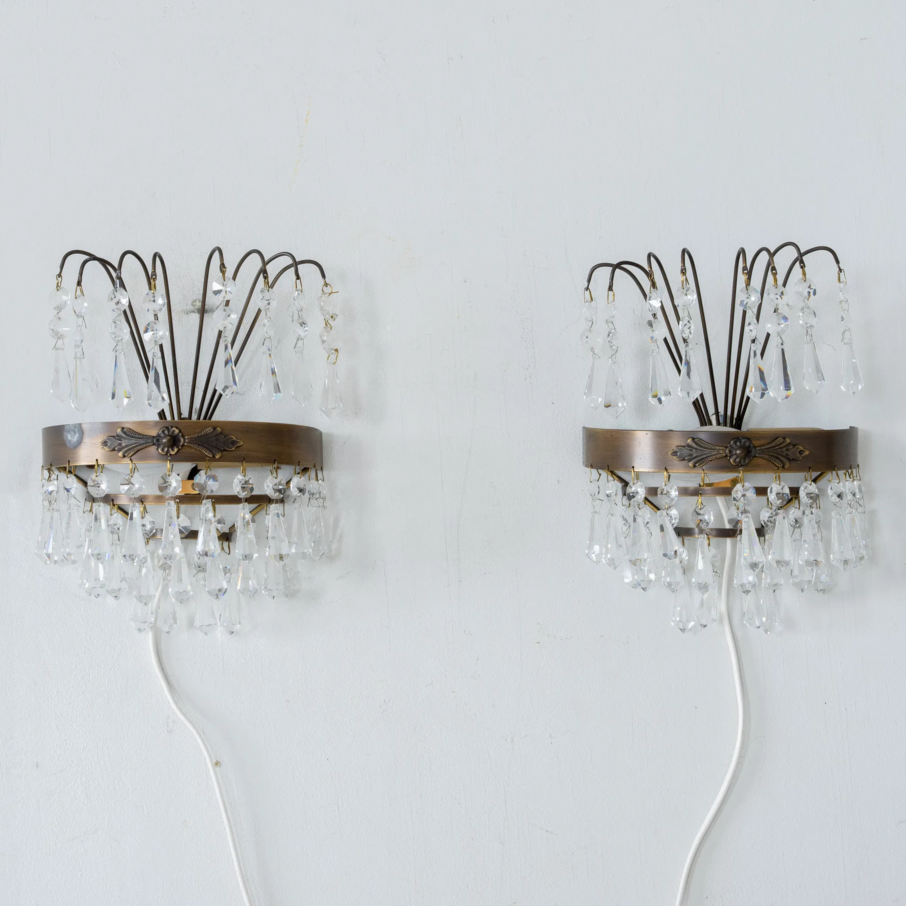 WALL LUSTERS, 1 pair, bronzed metal, 1900s/2000s