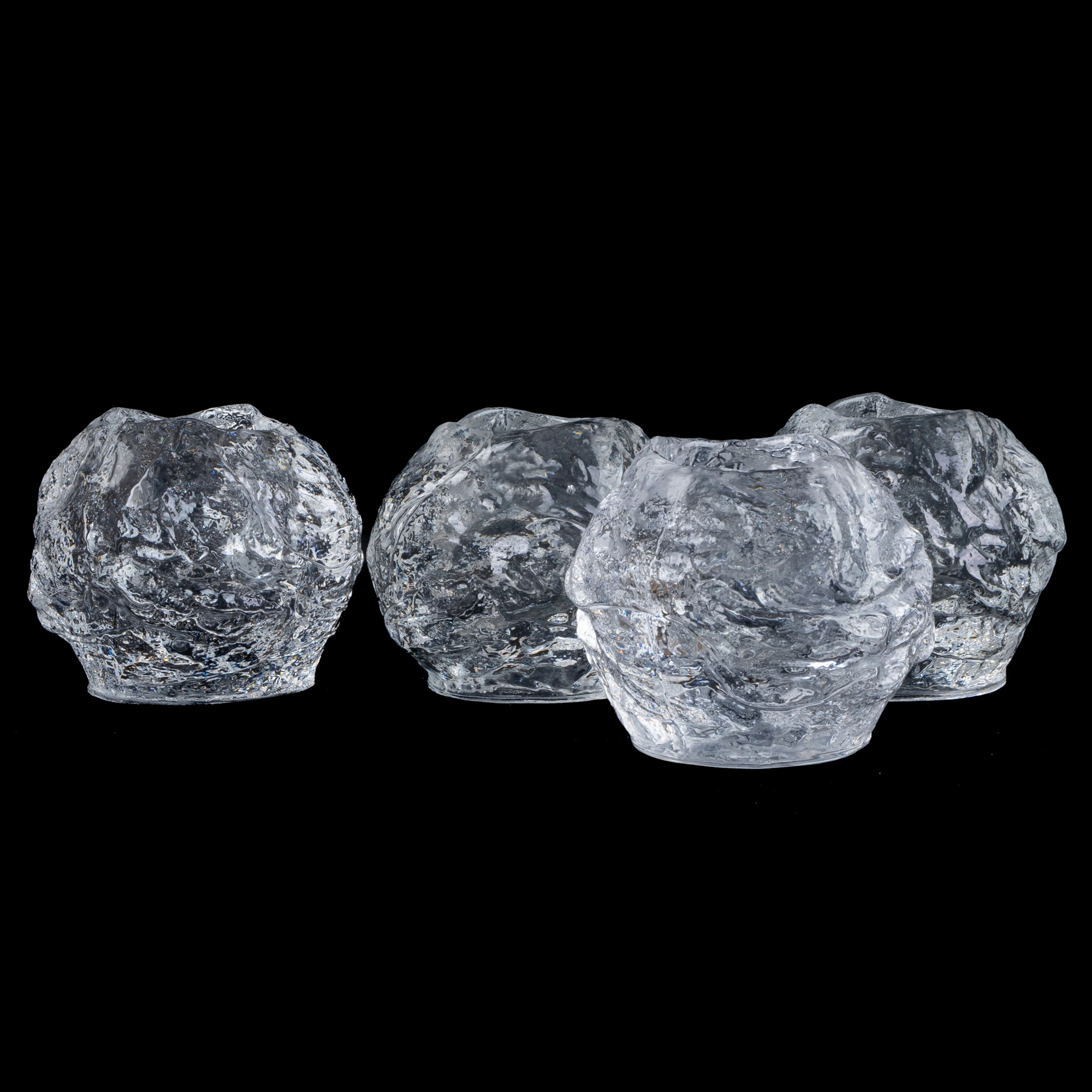 ANN WÄRFF, 4 piezas, candelabros, cristal, "Bola de nieve", Kosta Boda