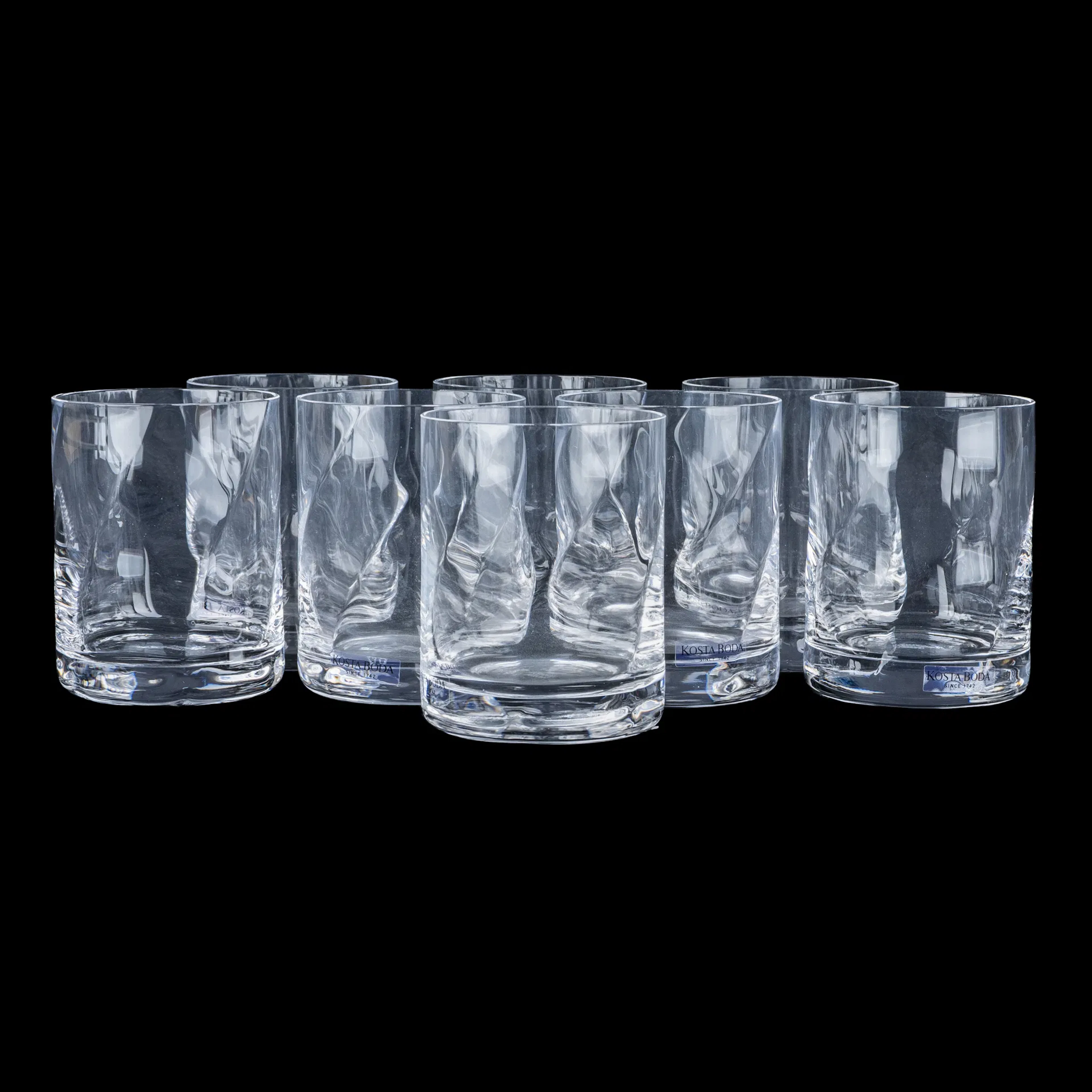 BERTIL VALLIEN, 8 vasos con gas, "Chateau", Kosta Boda