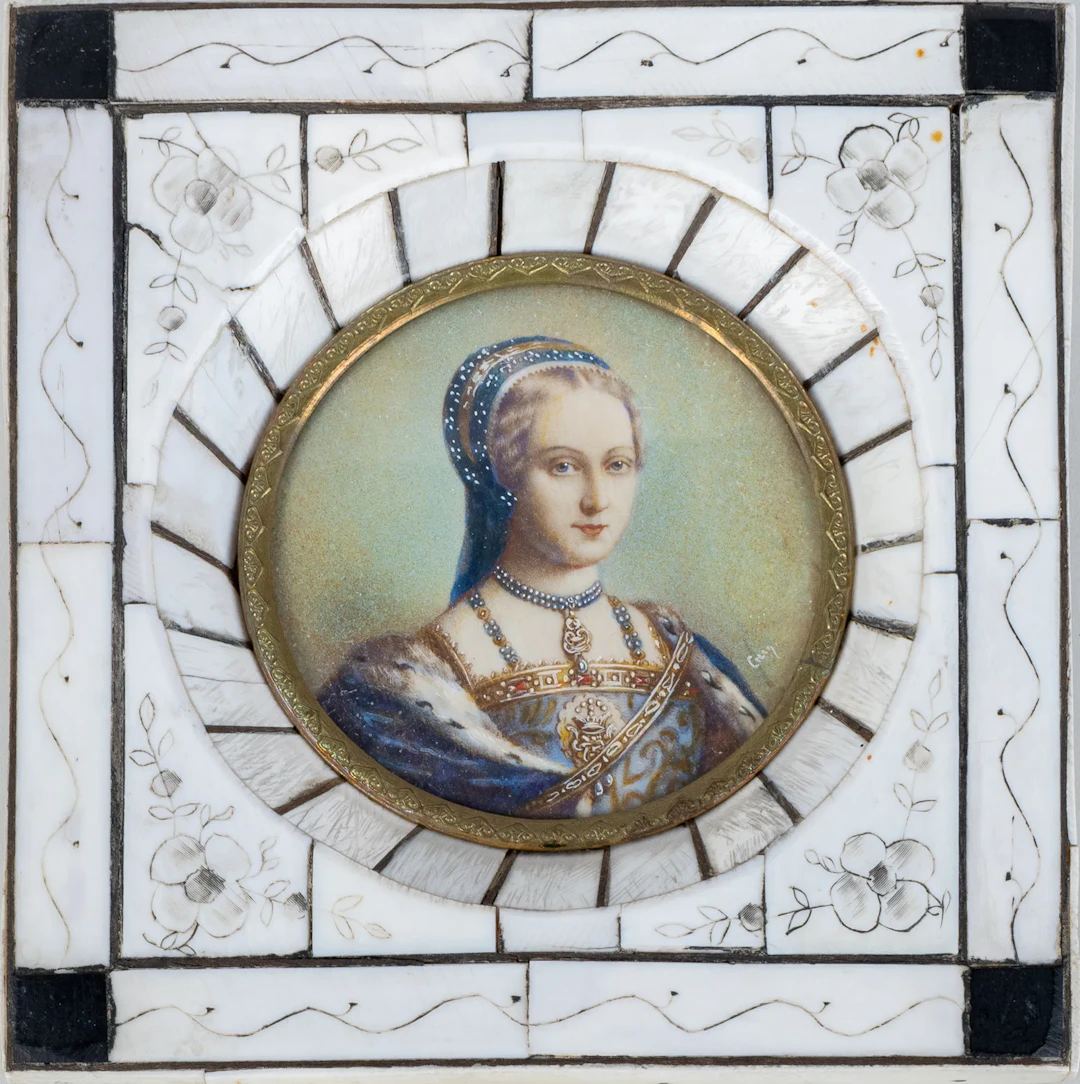 MINIATURE PAINTING, oil on cardboard, 1800s, indistinctly signed