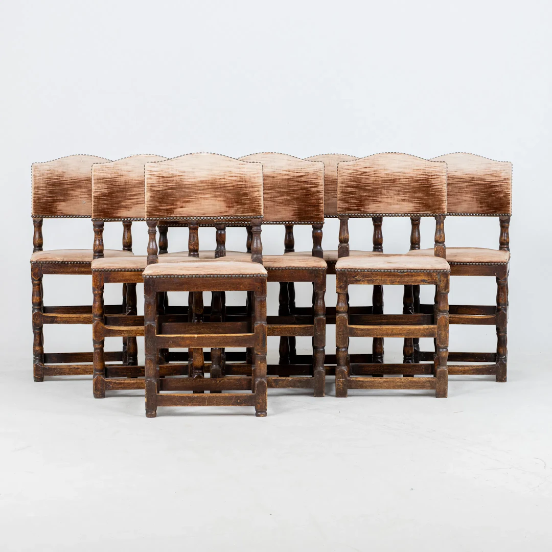 DINING CHAIRS, 8 pcs, probably 1800s