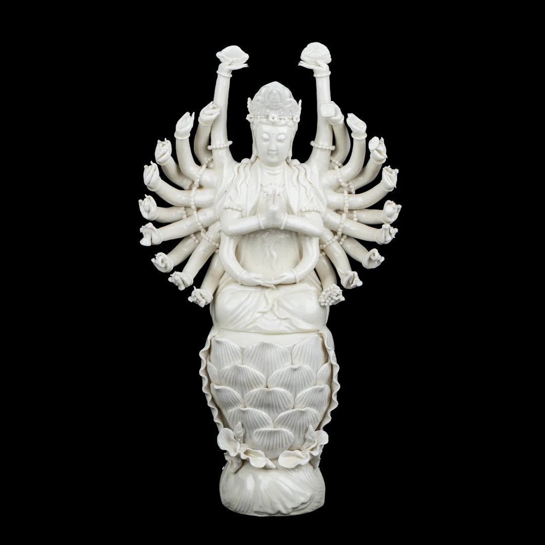 FIGURIN, porcelaine, blanc de chine, Guanqin, Chine, Qing, fin des années 1800/début