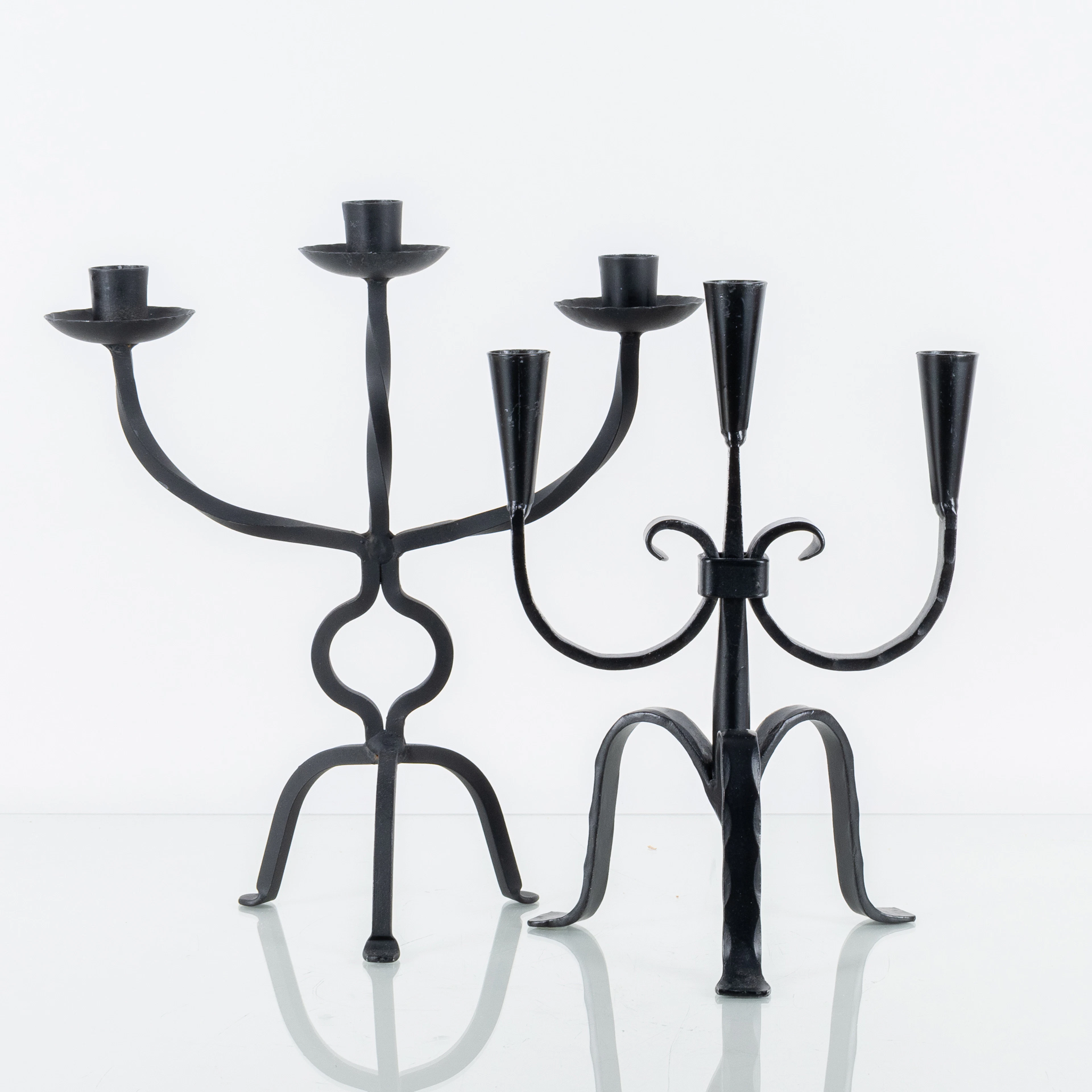 CANDELABRO, 2 piezas, hierro forjado, incluyendo Käck & Hedbys, Leksand, 1900s