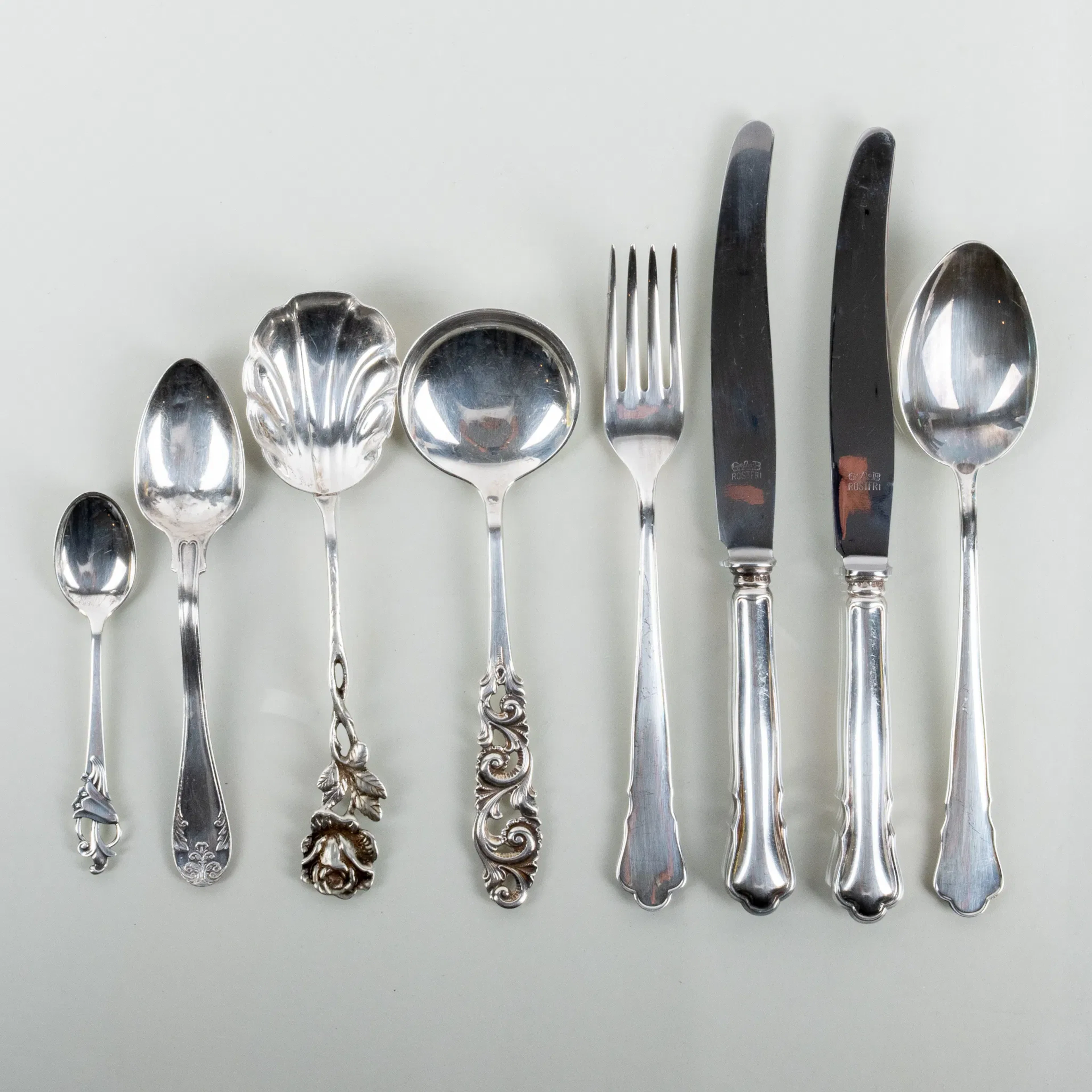 BESTECK, 8 Stücke, Silber, 1900er Jahre