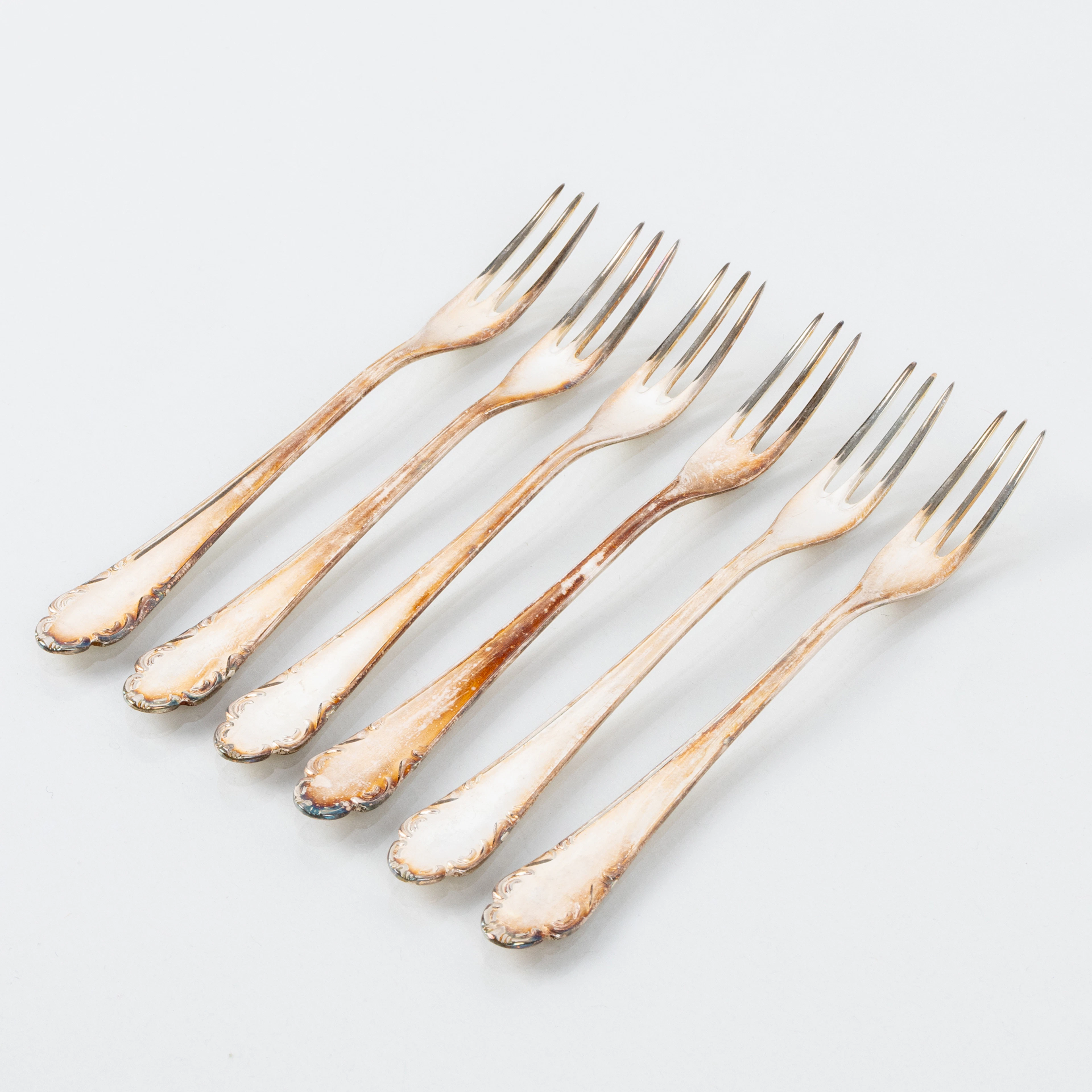 FORCHETTE ARINGHE, 6 pezzi, argento, "Haga", JLH, 1960