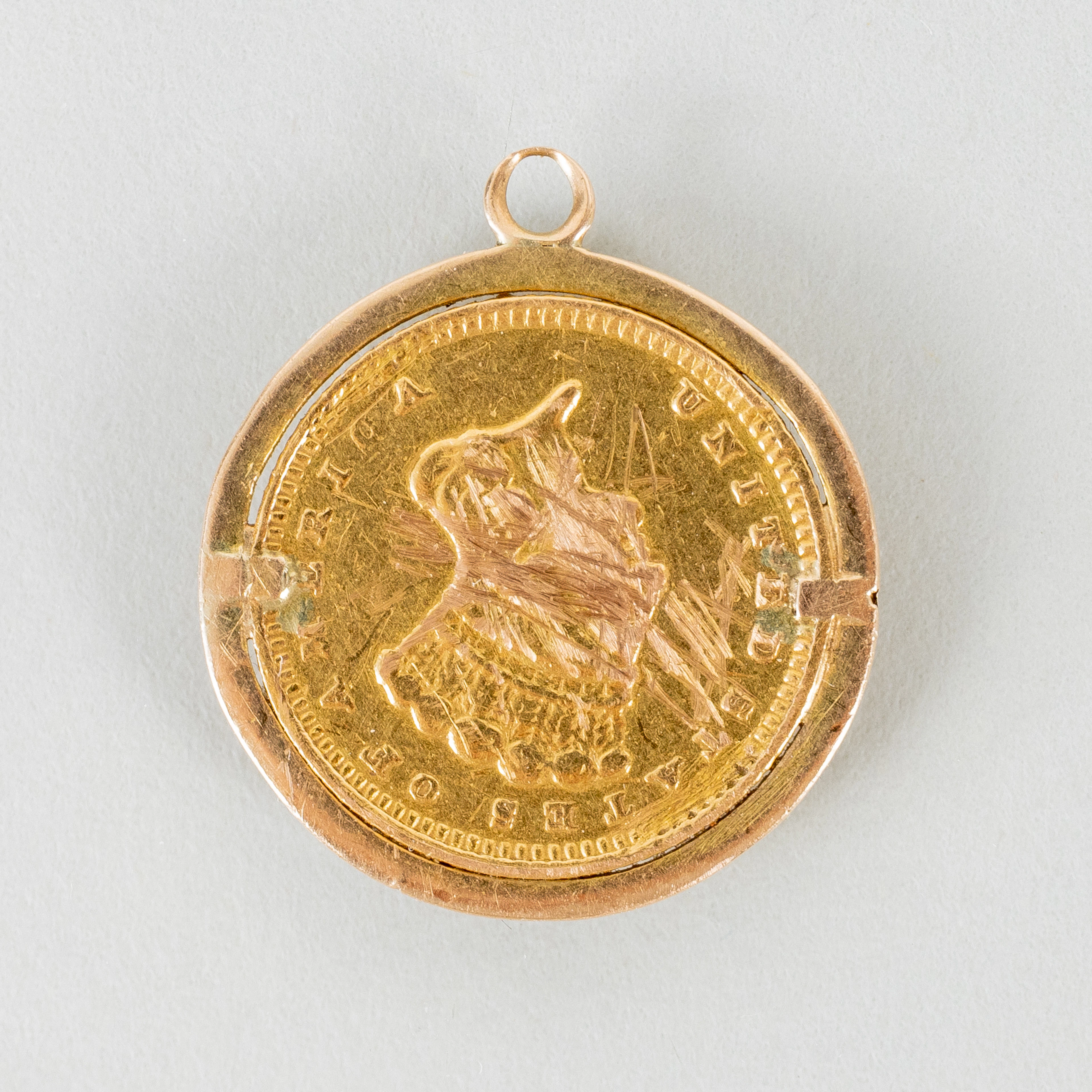 CINDOLO / MONETE, oro 18 carati, peso tot circa 2,2 g
