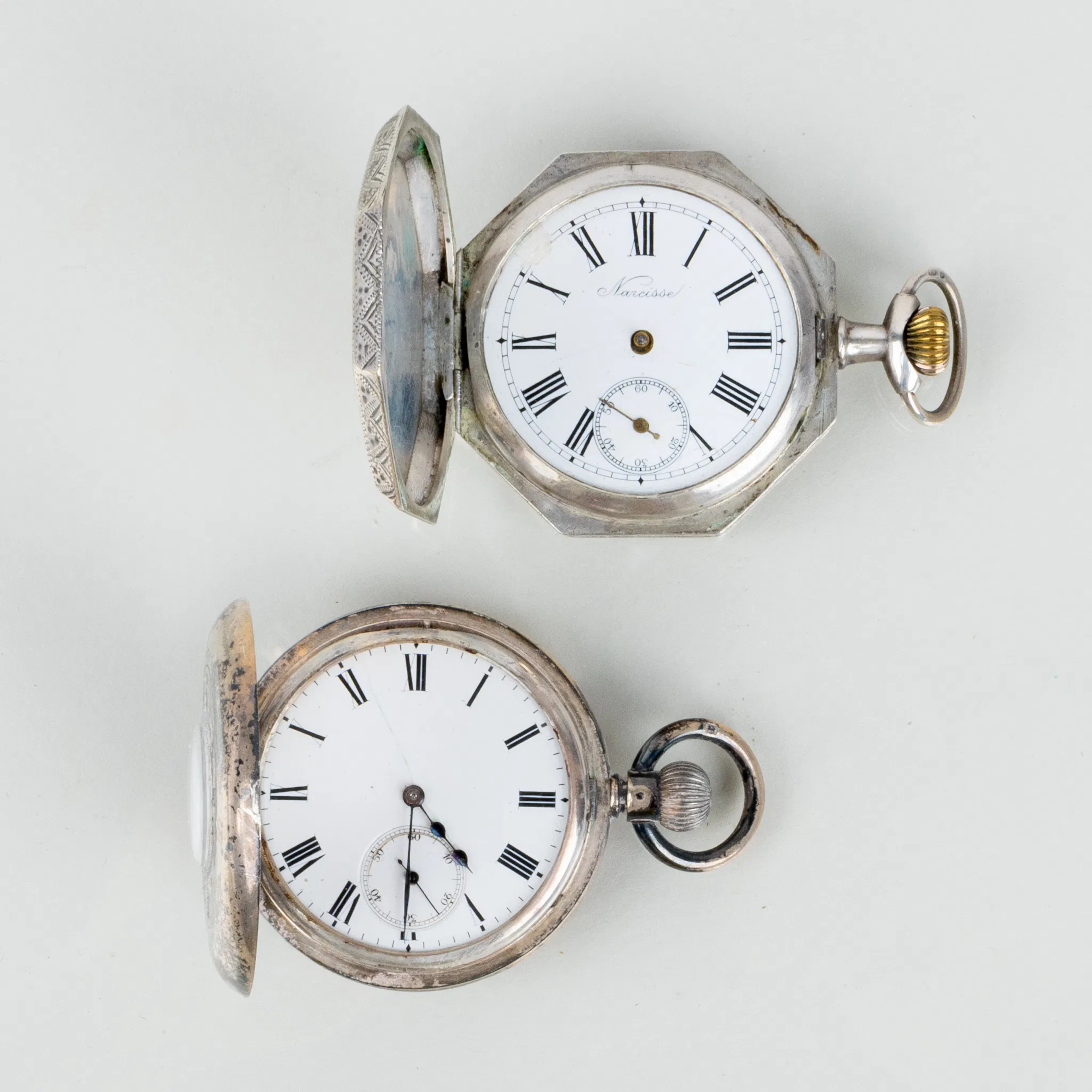 RELOJ DE BOLSILLO, 2 piezas, plata, principios del siglo XX