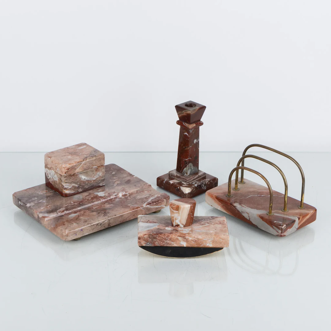 WRITING SET, 4 parts, marble, first half of the 20th century