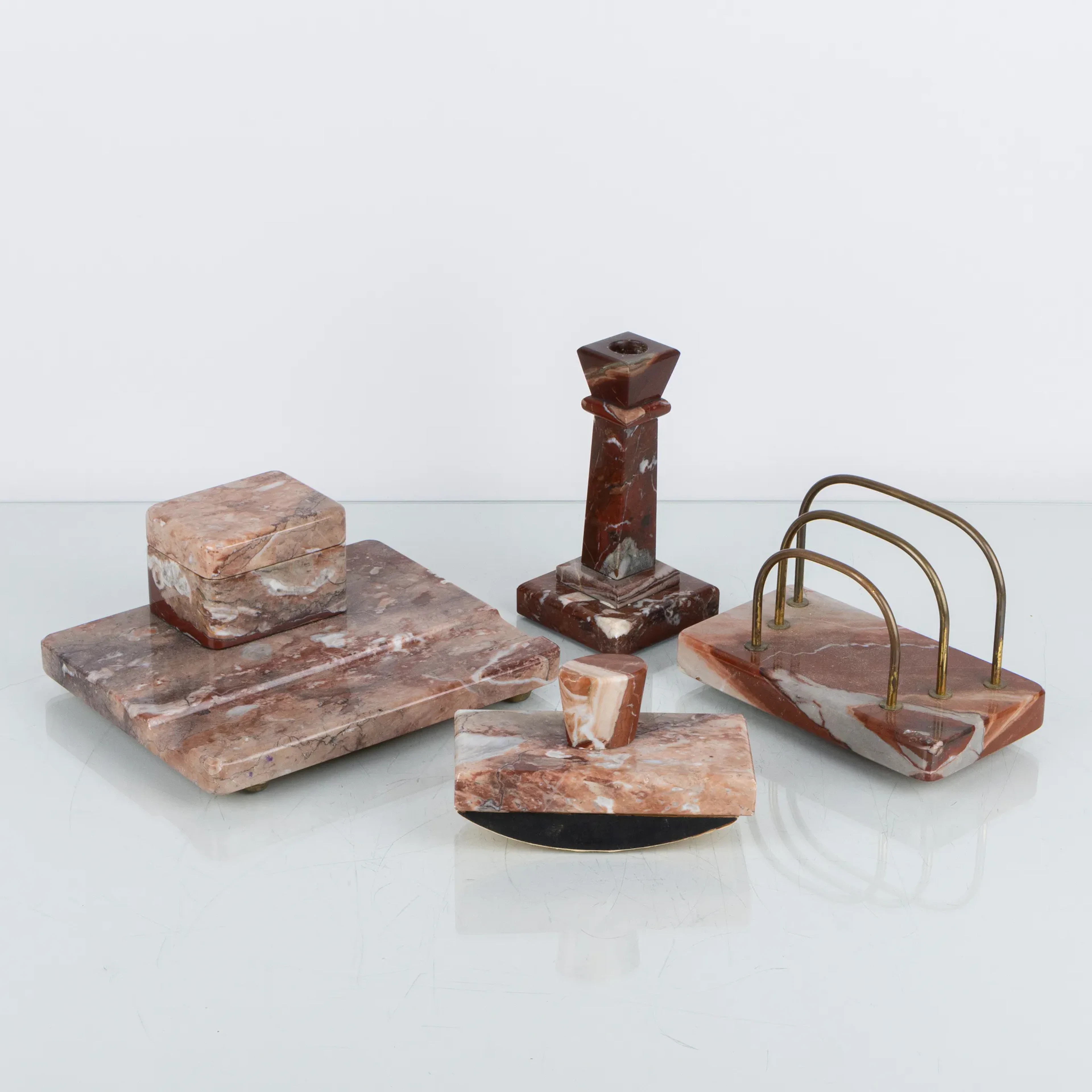 WRITING SET, 4 parts, marble, first half of the 20th century