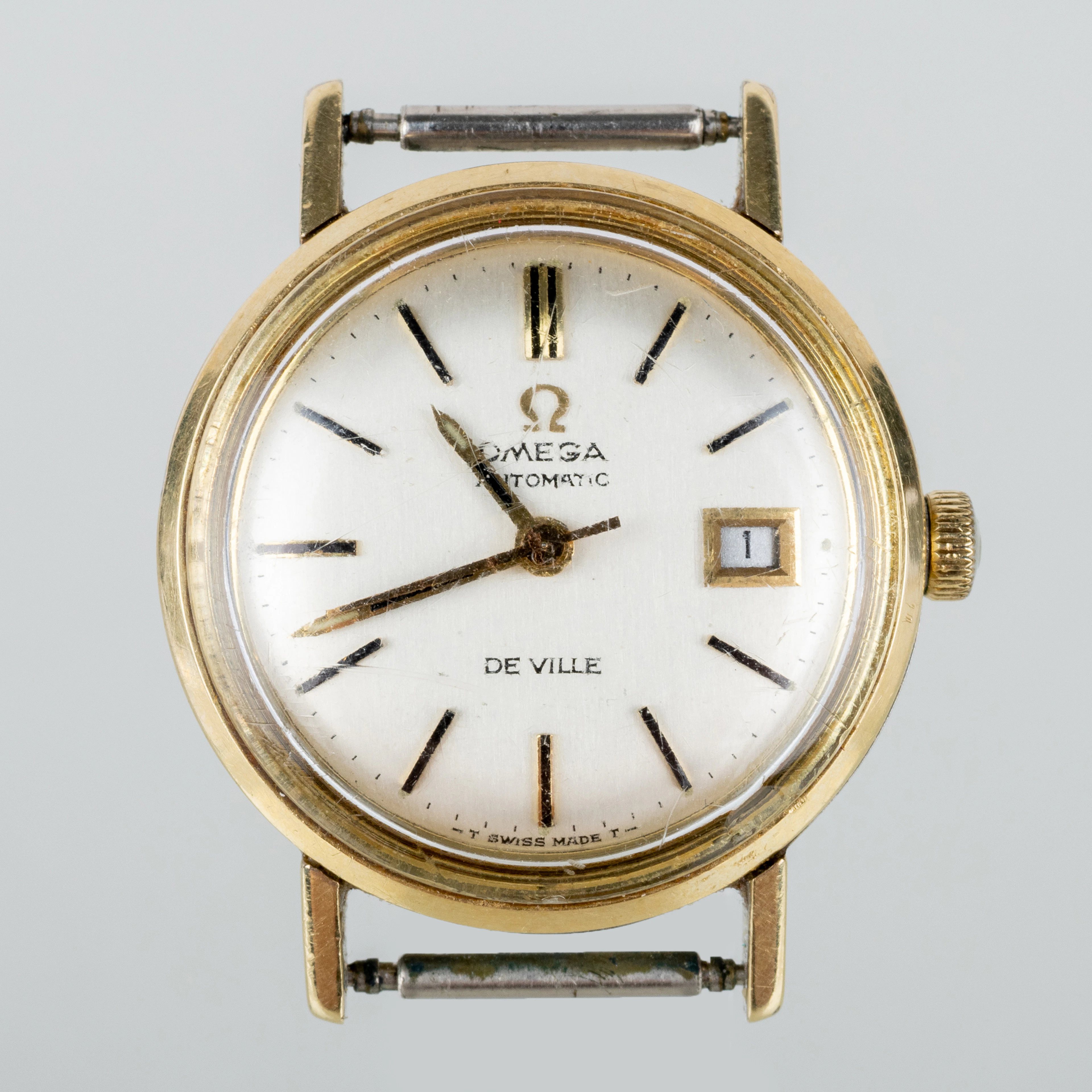 OMEGA, reloj de mujer, De Ville, automático, oro sobre acero, años 1900