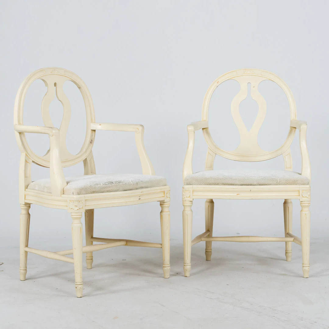 ARMCHAIRS, 1 pair, so-called Swedish model, Gustavian style, 1900s