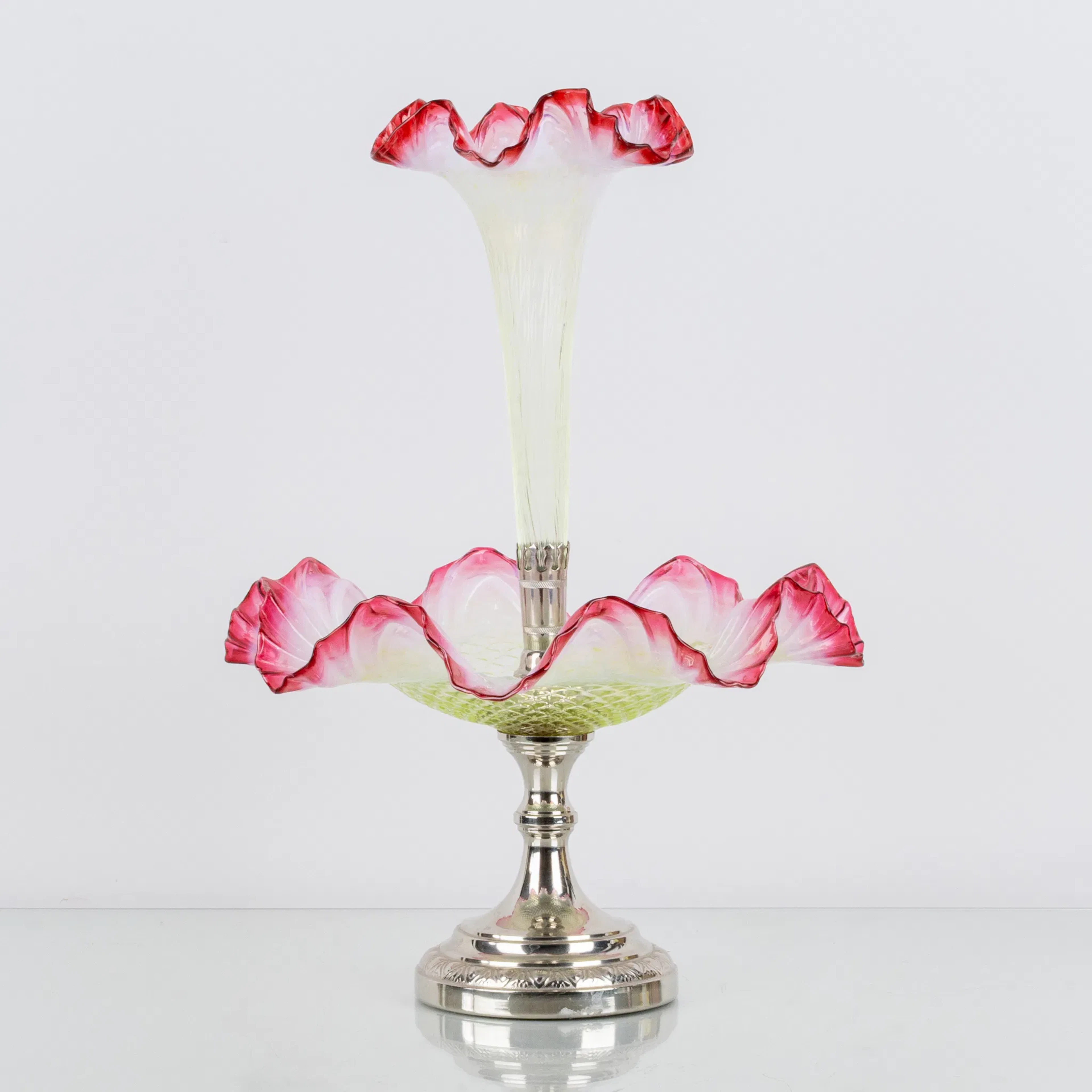 TABLE SET, glass and metal, 1800s/1900s