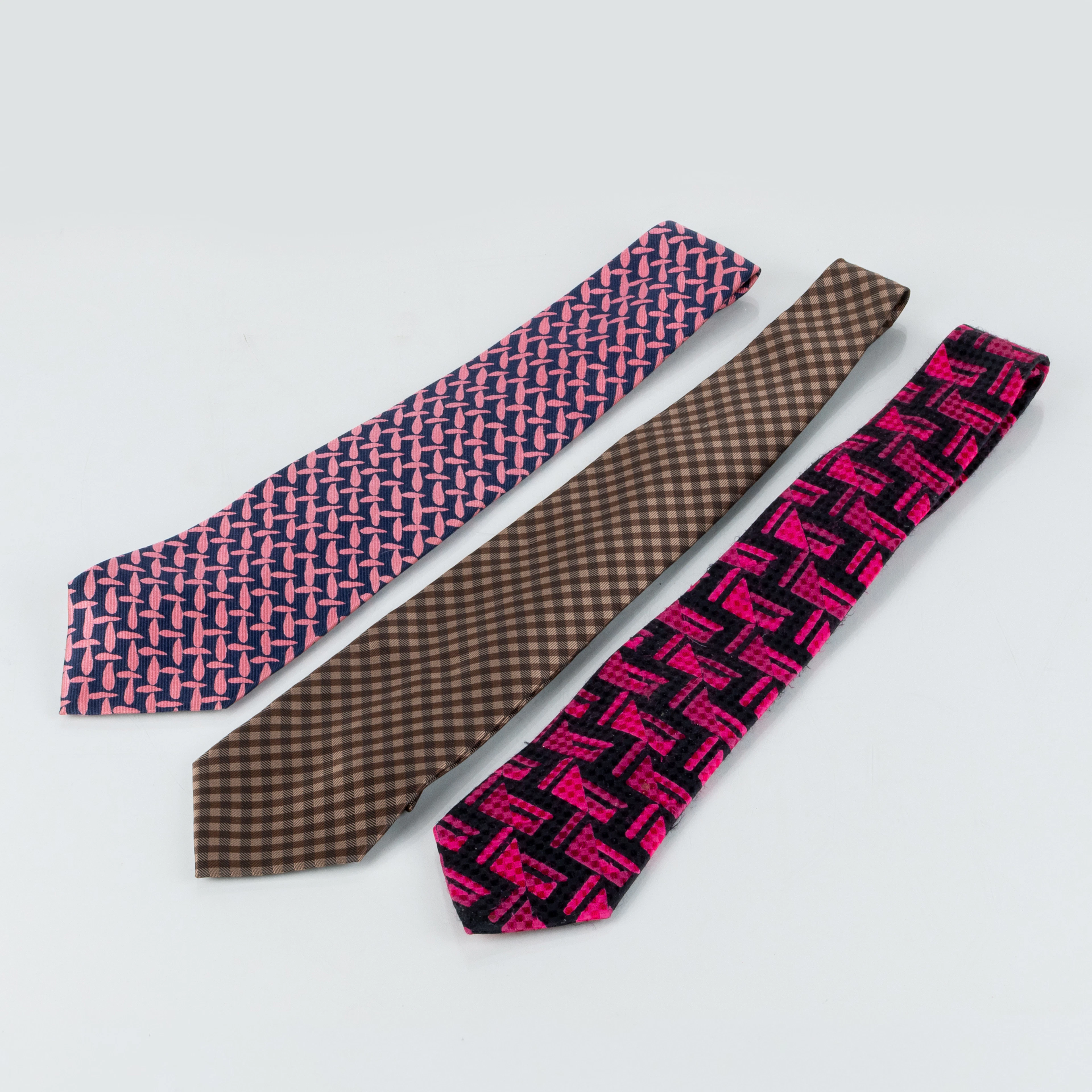 TIES, 3 pcs, silk, Yves Saint Laurent and Giorgio Armani, 1900s