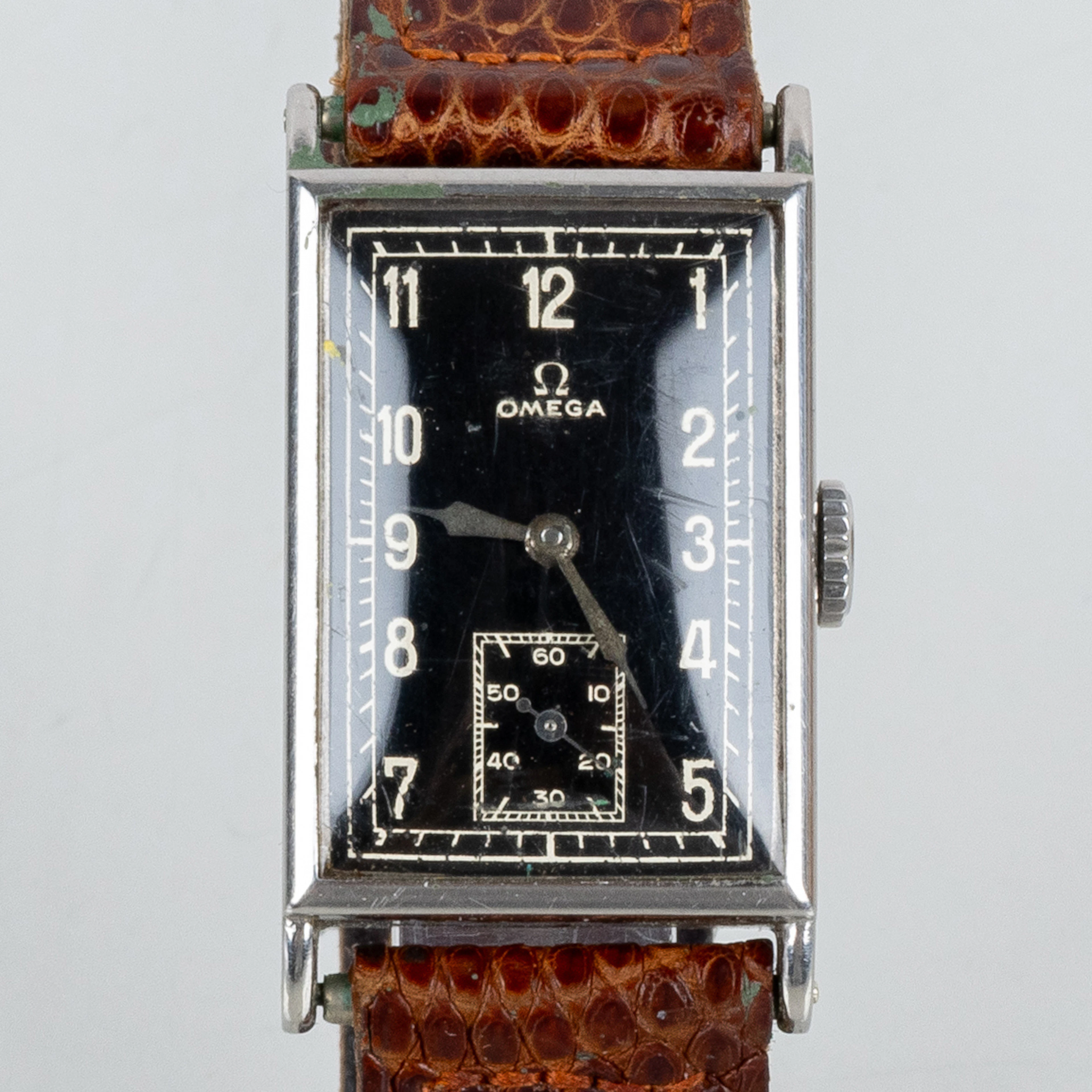 OMEGA, reloj de muñeca de hombre, acero, "Tank", años 40