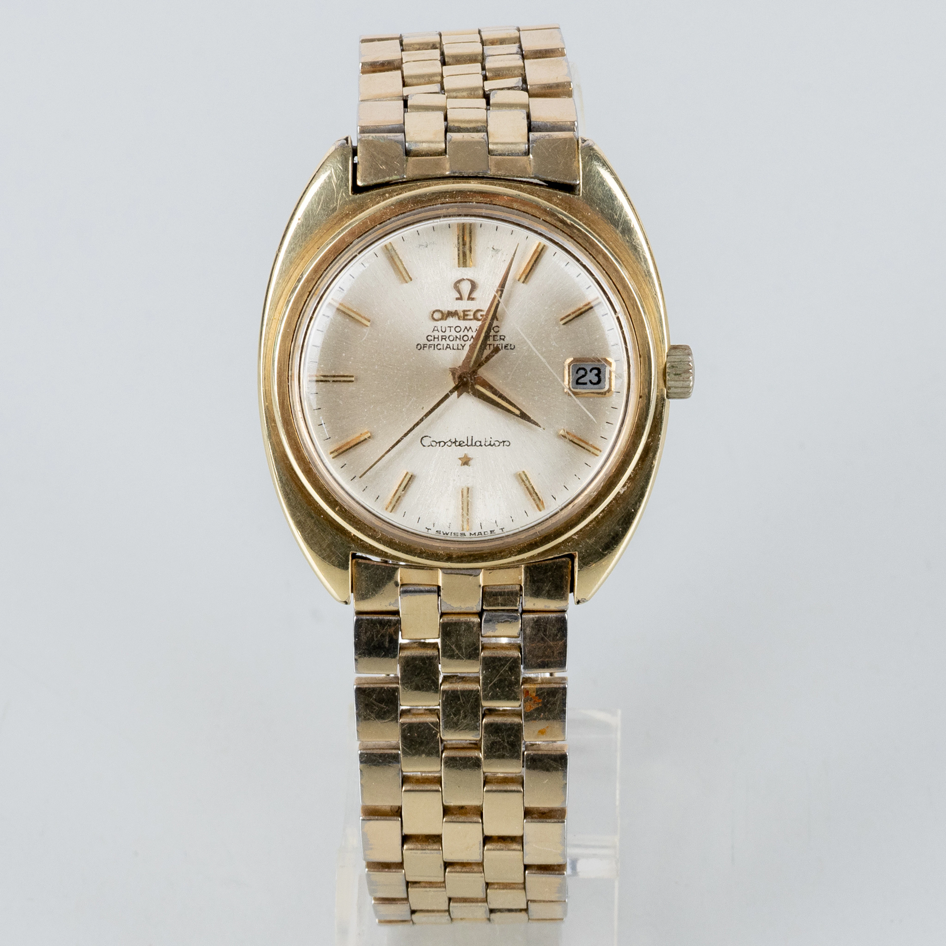 CONSTELACIÓN OMEGA, reloj de pulsera, oro sobre acero, segunda mitad del siglo XX
