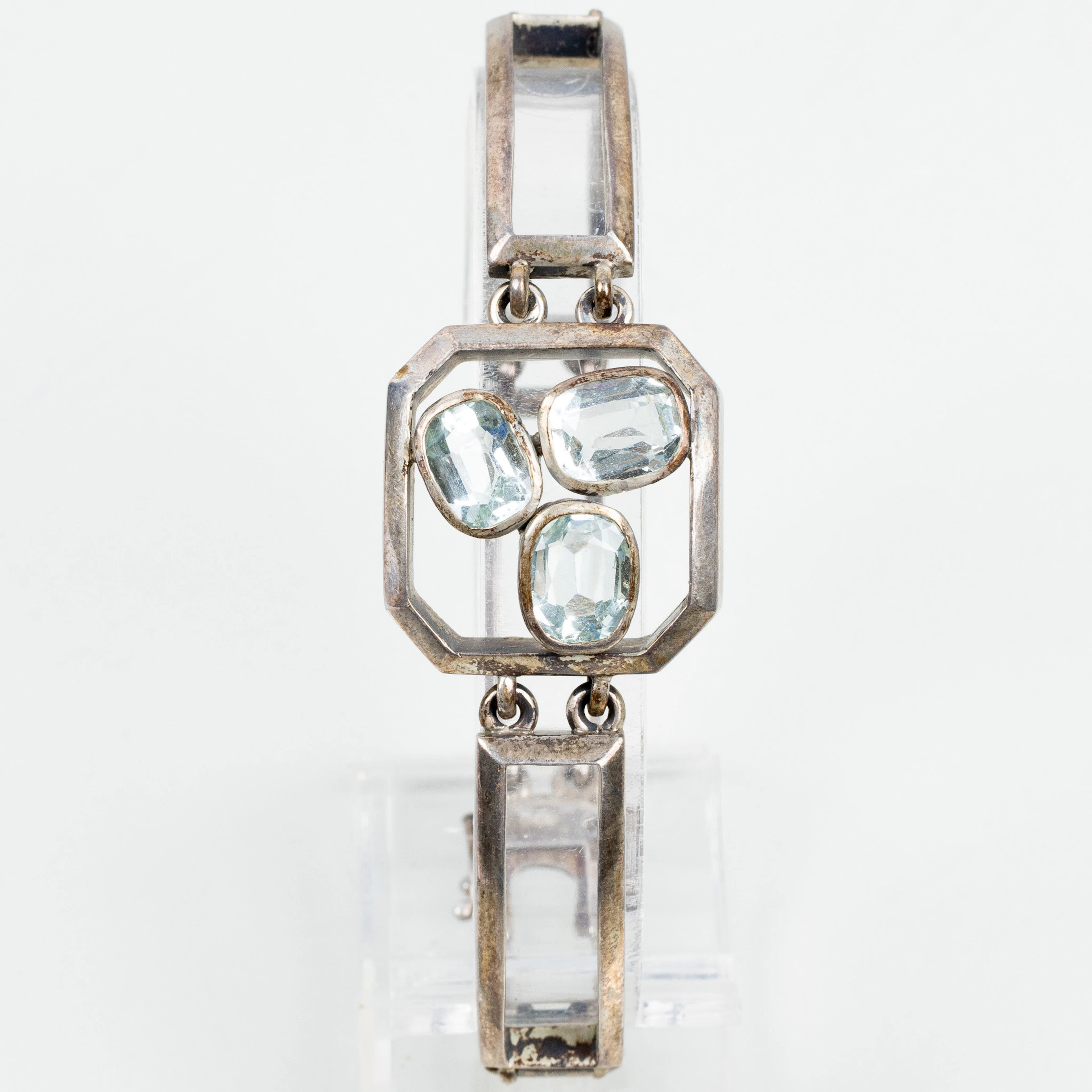 BRACCIALE, argento, con acquamarine, Erik Thomasson, Stoccolma 1968