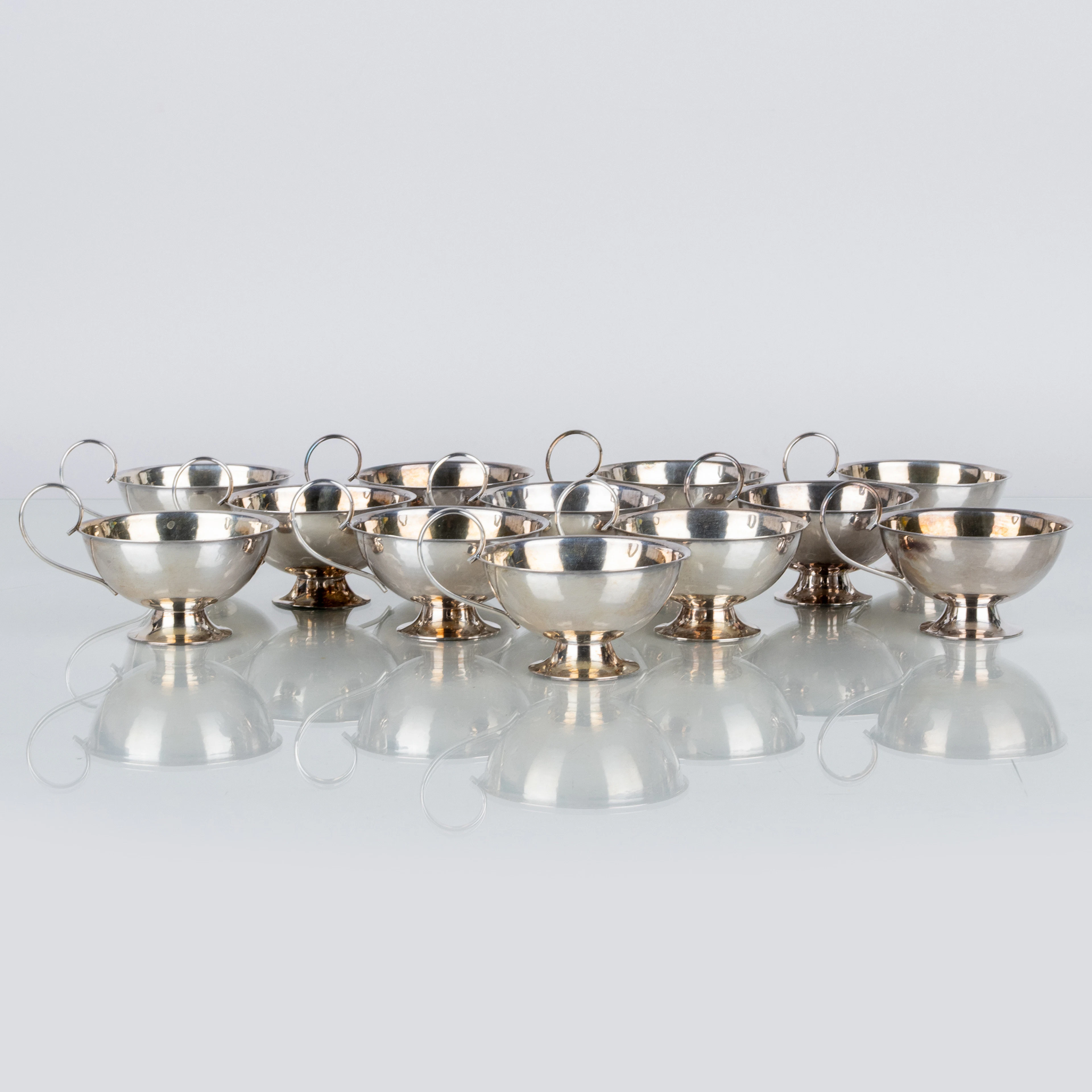 TAZZE DA PUNCH, 12 pezzi, argento, Fritz Olsson, anni '50