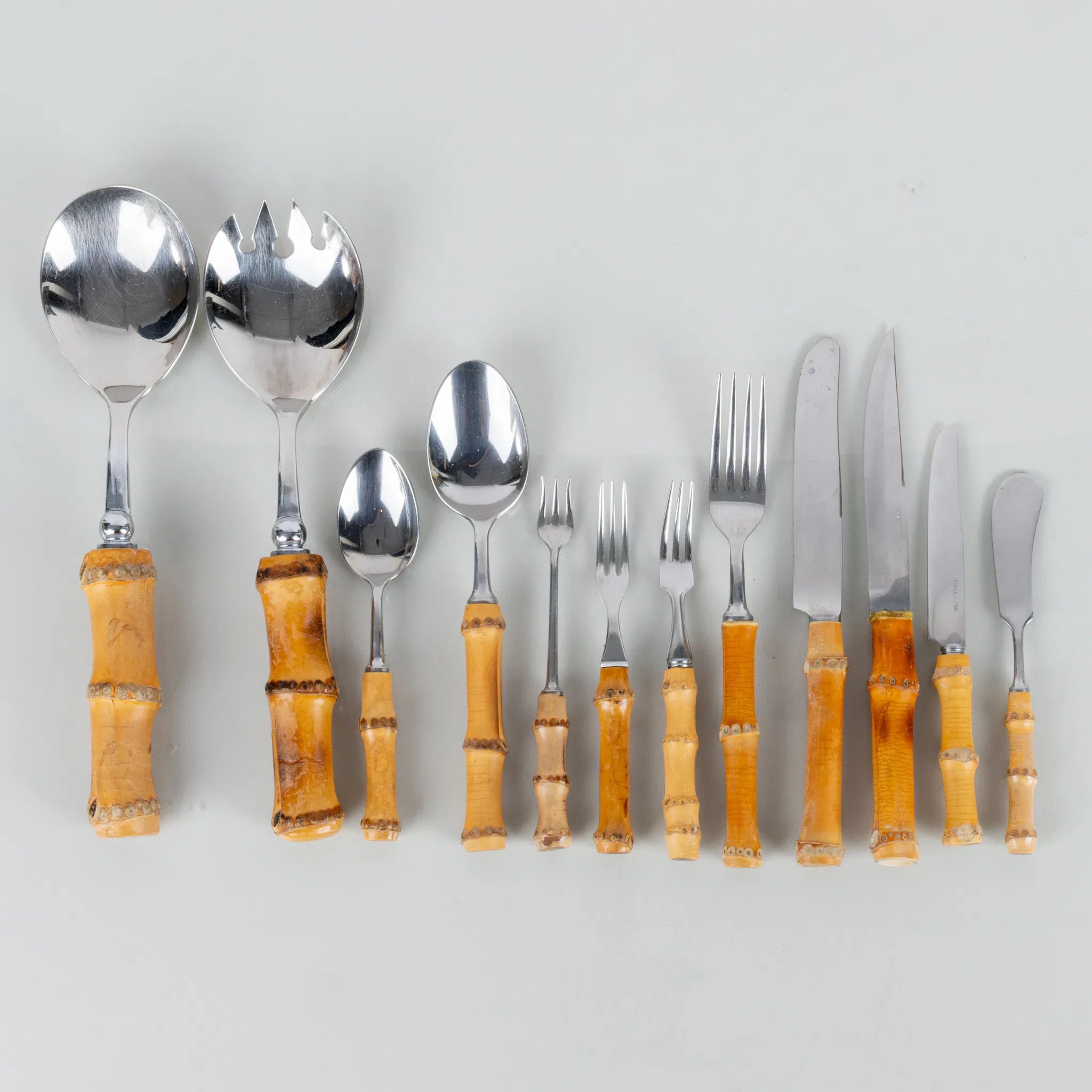 CUTLERY SET, 101 piece, stainless steel and bamboo, Japan, 1900s