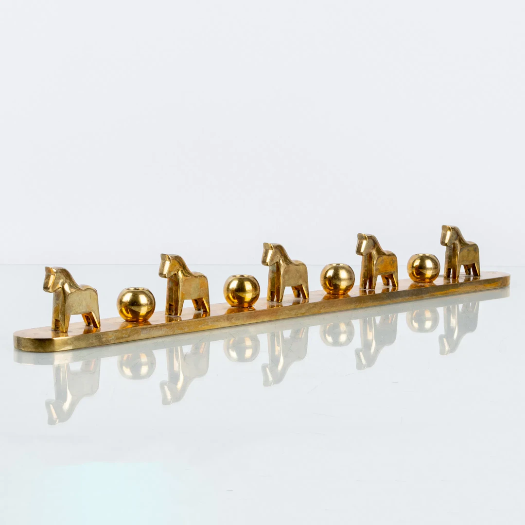 LOTTA HORN (born 1949), a brass Advent candlestick, Reijmyre, Reijmyre