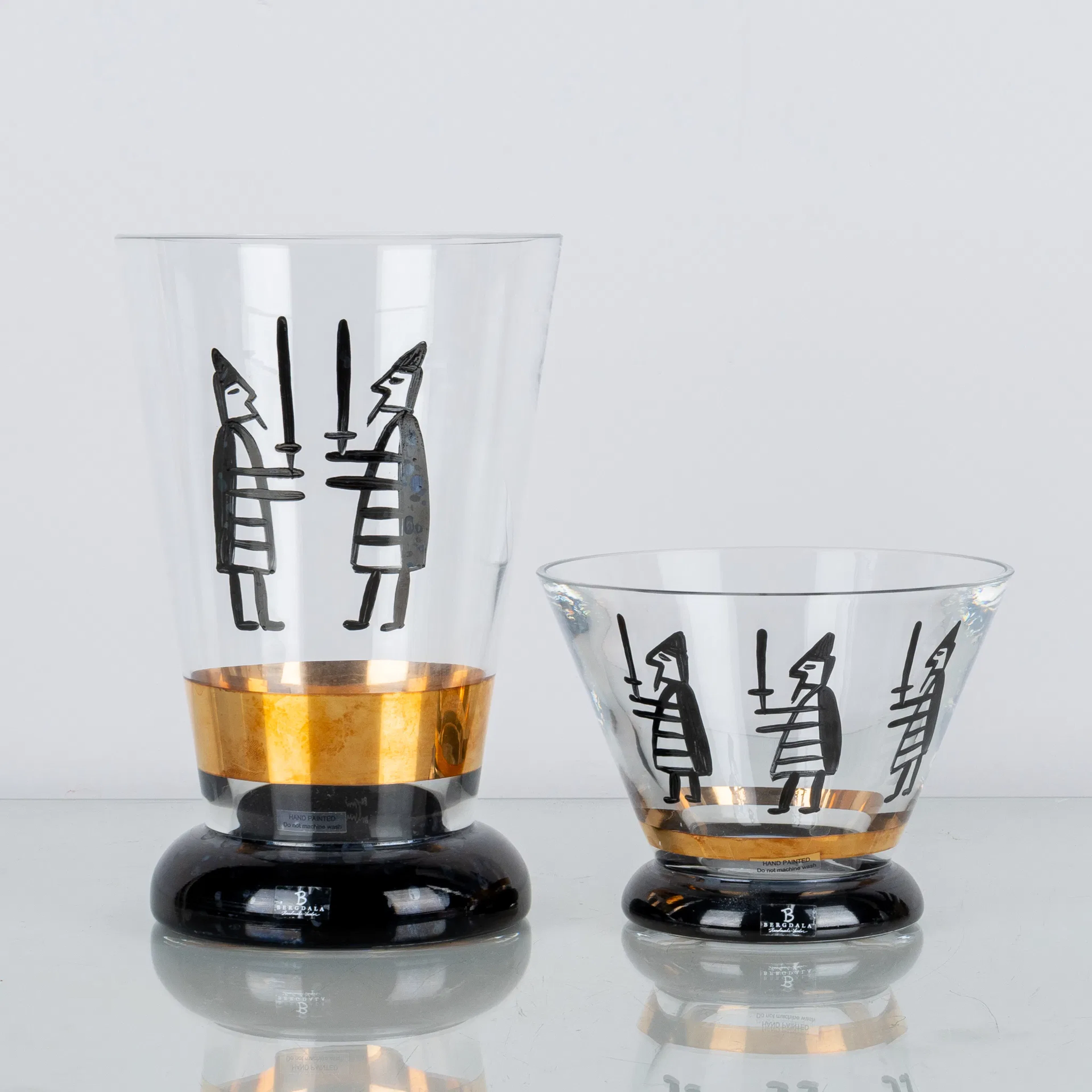 BENGT LINDBERG, a glass vase and bowl, Bergdala glassworks