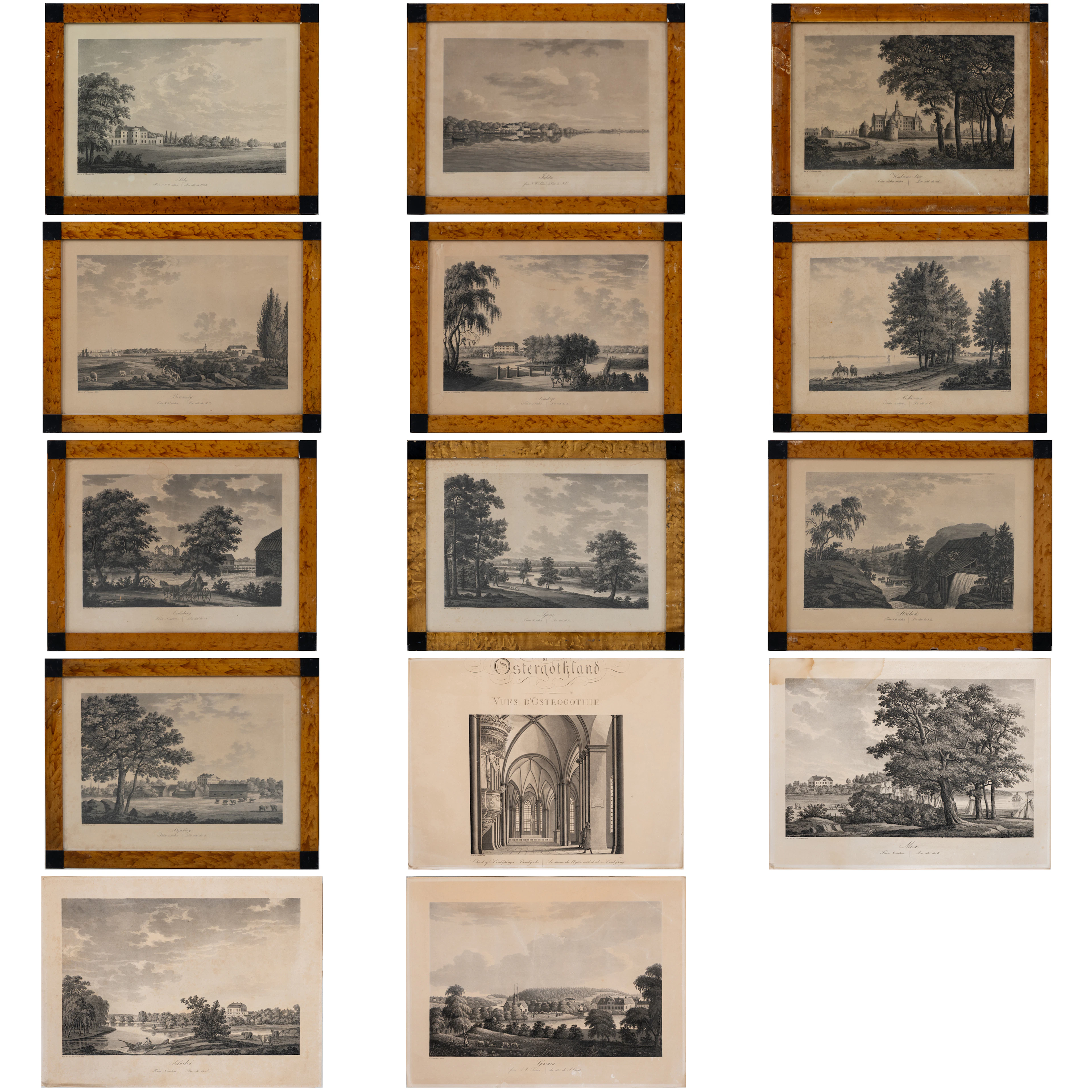 ULRIC THERSNER, 14 pieces, aquatine plates, 1820/1824