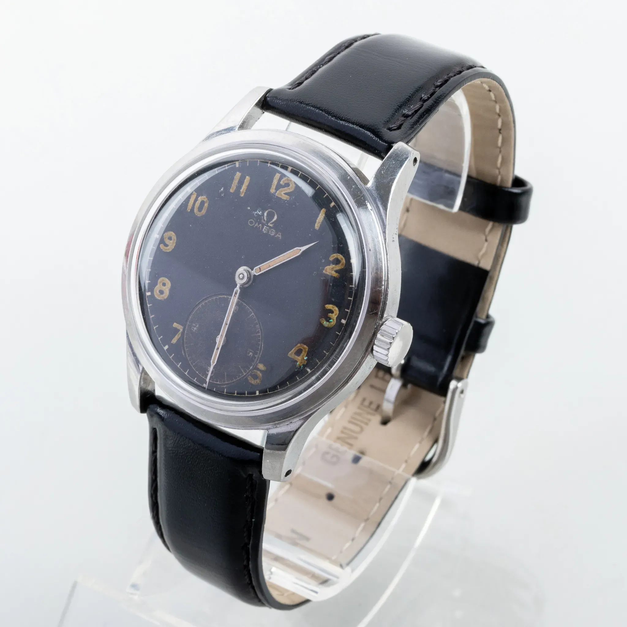 OMEGA, men's wristwatch, superb, steel, 1940s