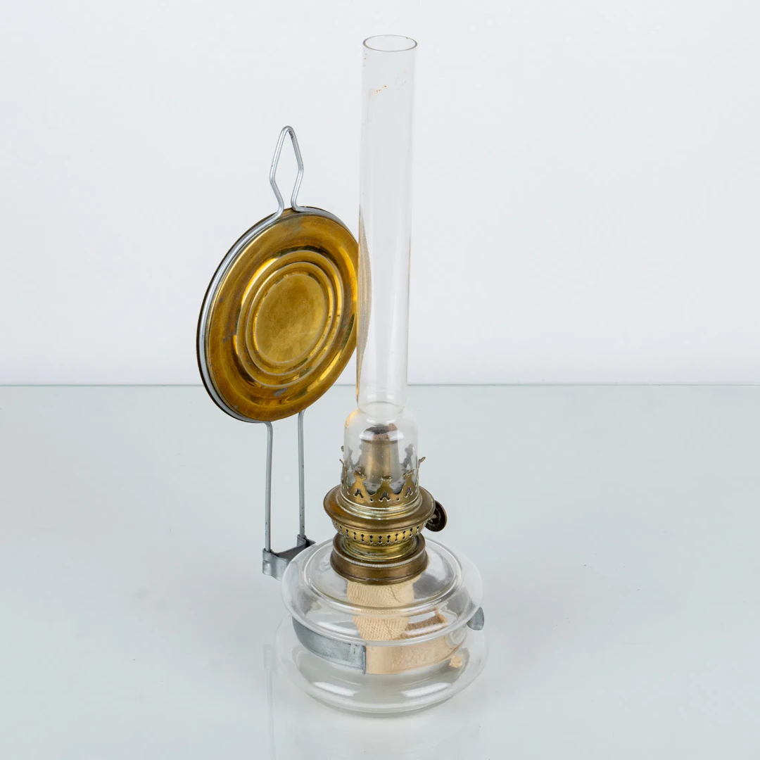 LAMPADA A CHEROSENE DA PARETE, rustica, vetro e ottone, 1800/1900