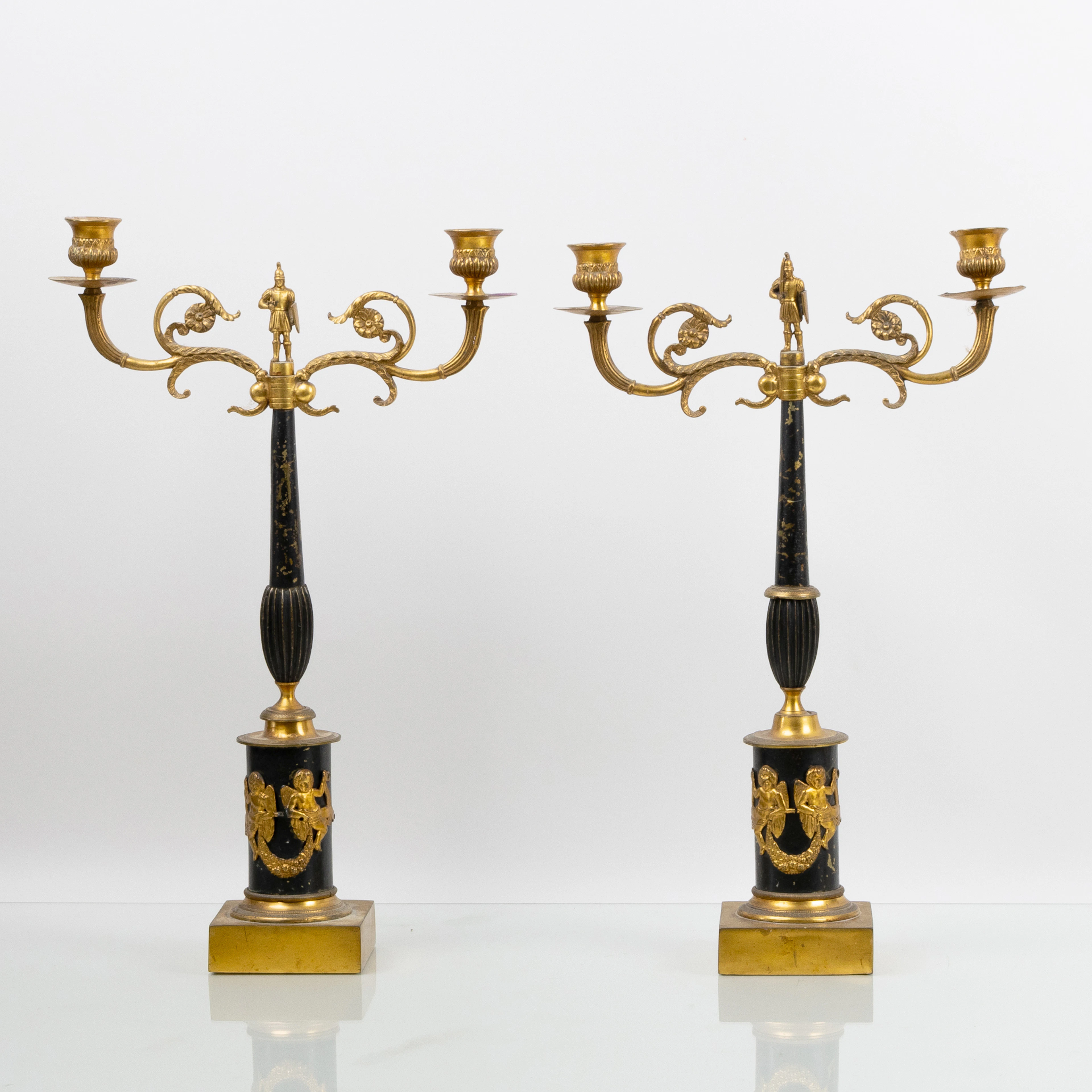CANDELABRO, 1 par, bronce, mediados de 1800
