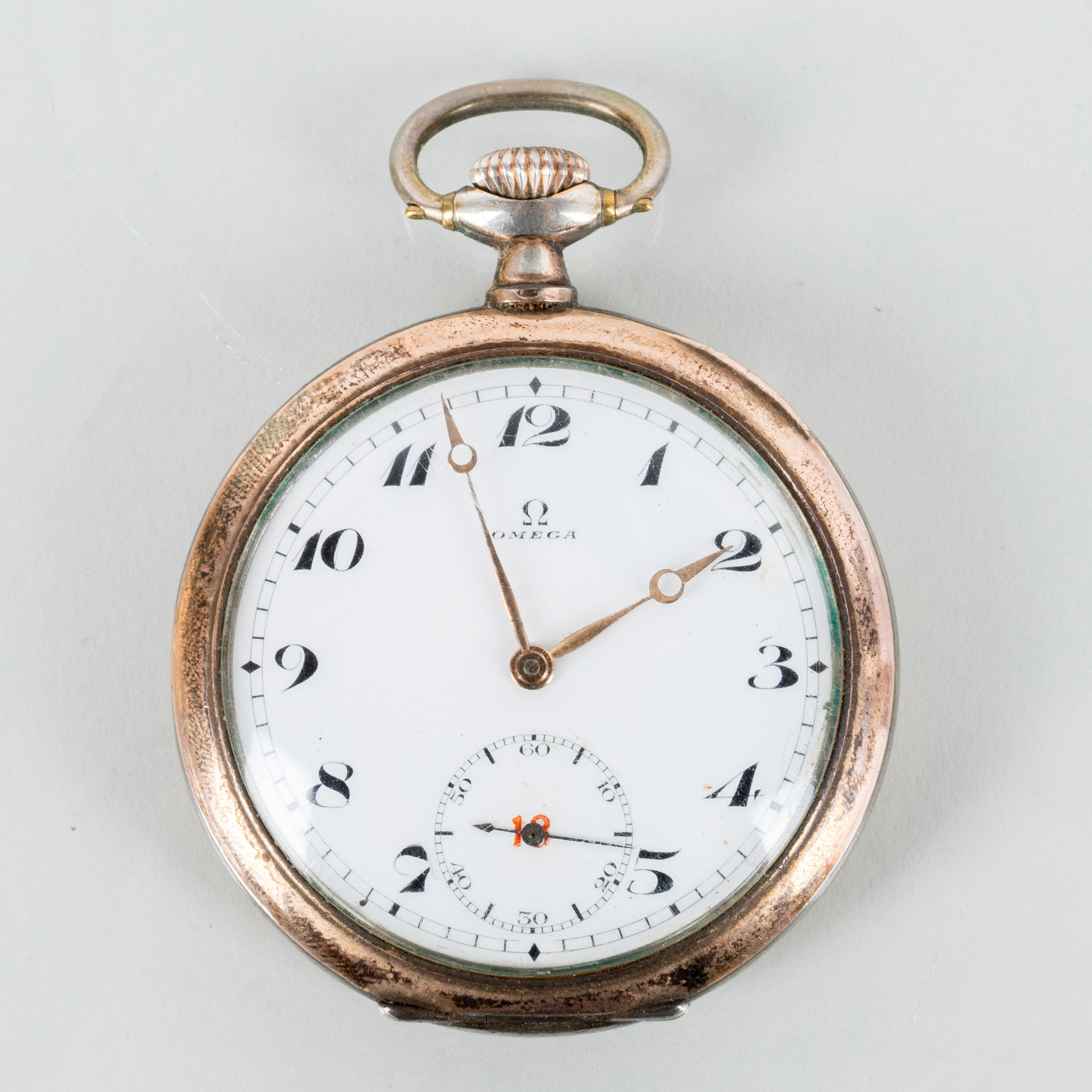 RELOJ DE BOLSILLO, Omega, plata, la primera mitad del siglo XX