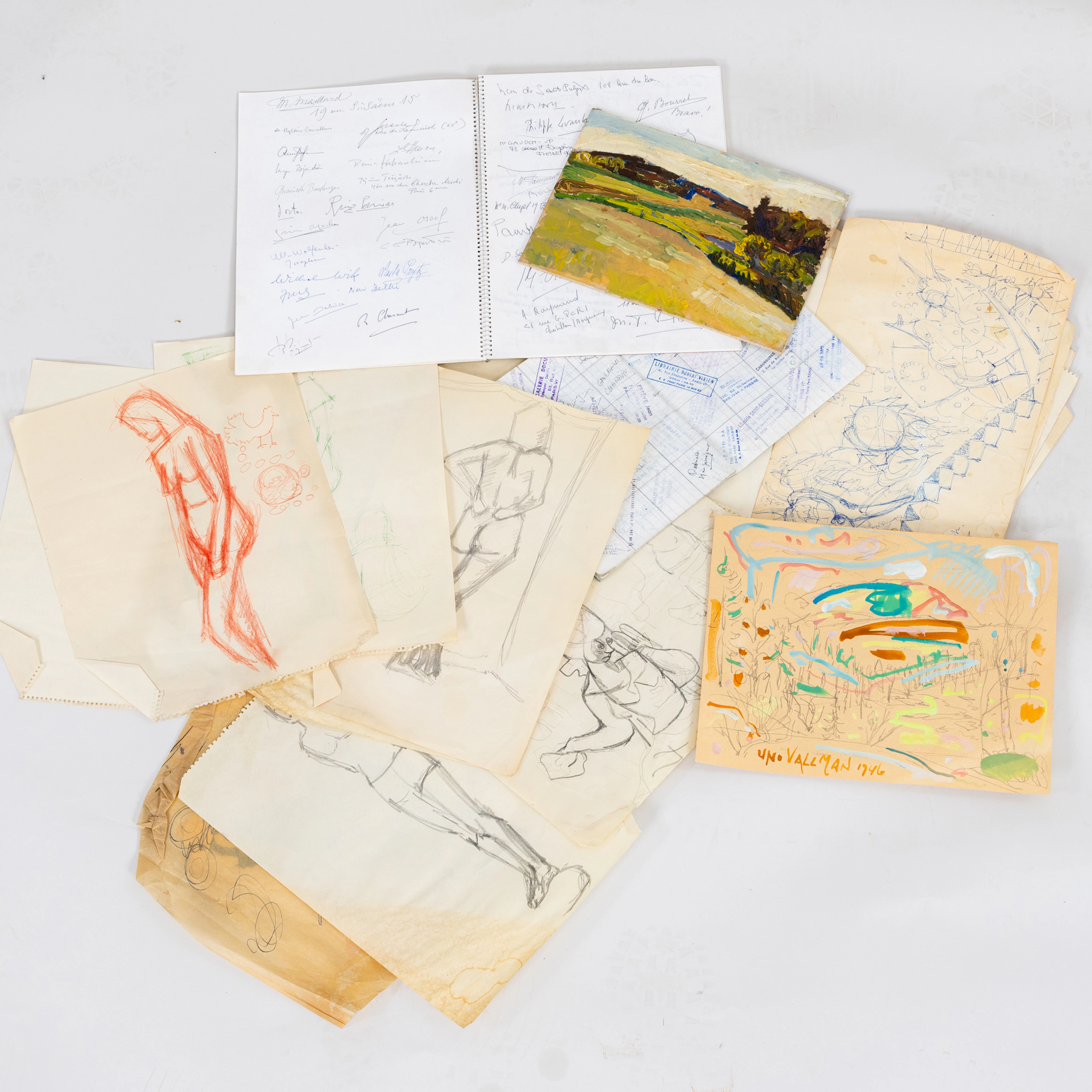 UNO VALLMAN (1913 - 2004), eine Sammlung von Zeichnungen, Skizzen und Aquarellen