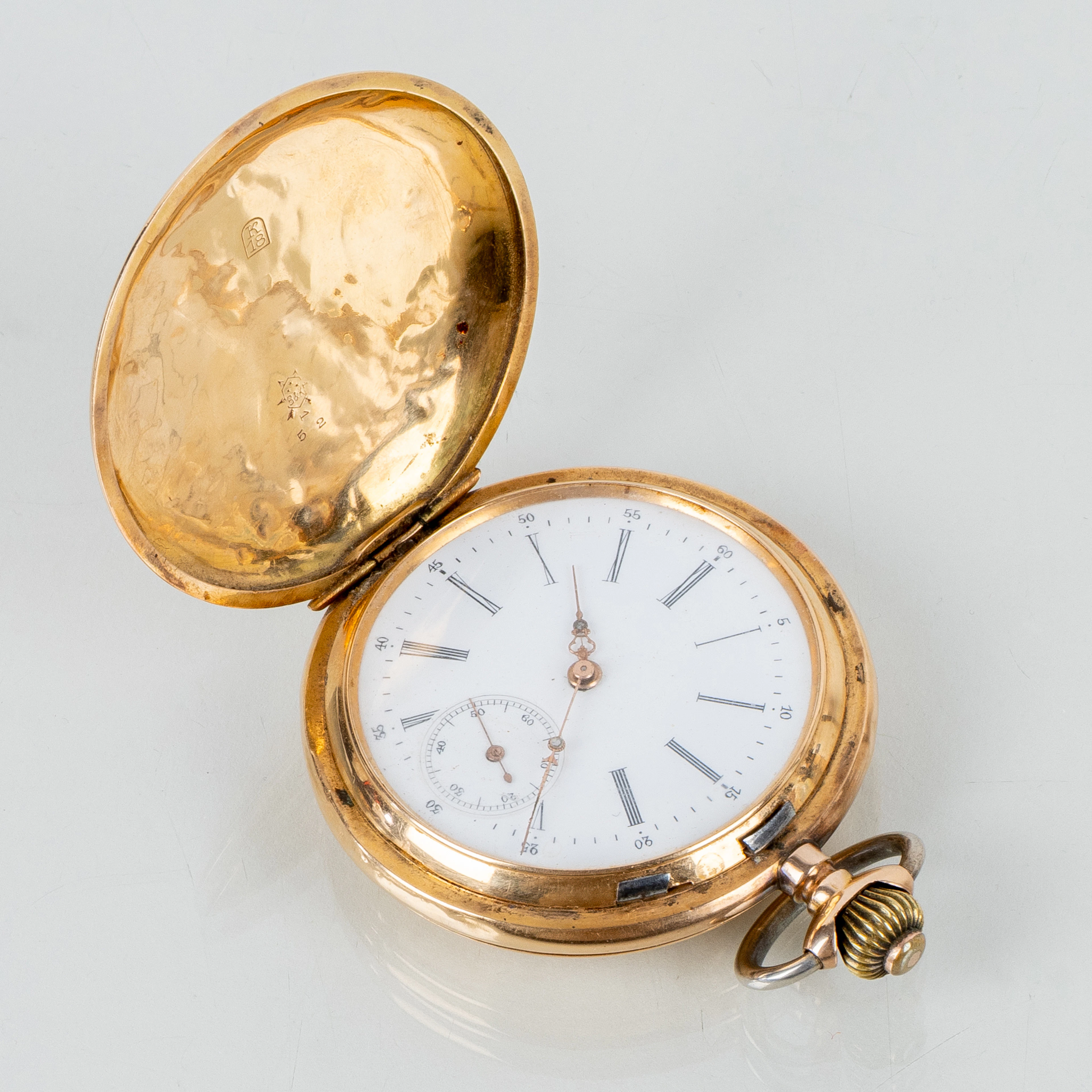 RELOJ DE BOLSILLO, Savonetto, oro de 18 quilates, la primera mitad del siglo XX