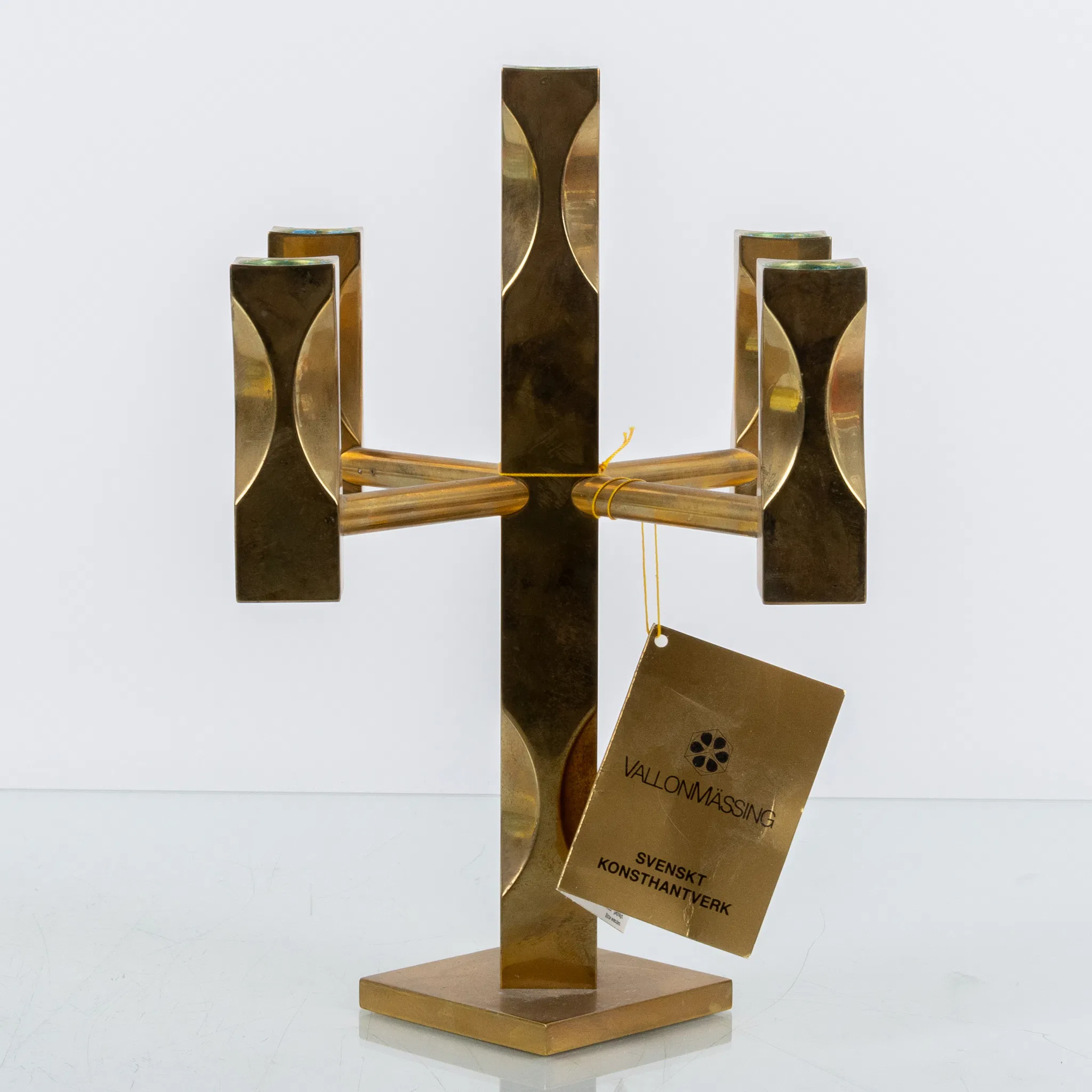 CANDELABRA, ottone, ottone vallone Söderköping, 1987, monogramma firmato