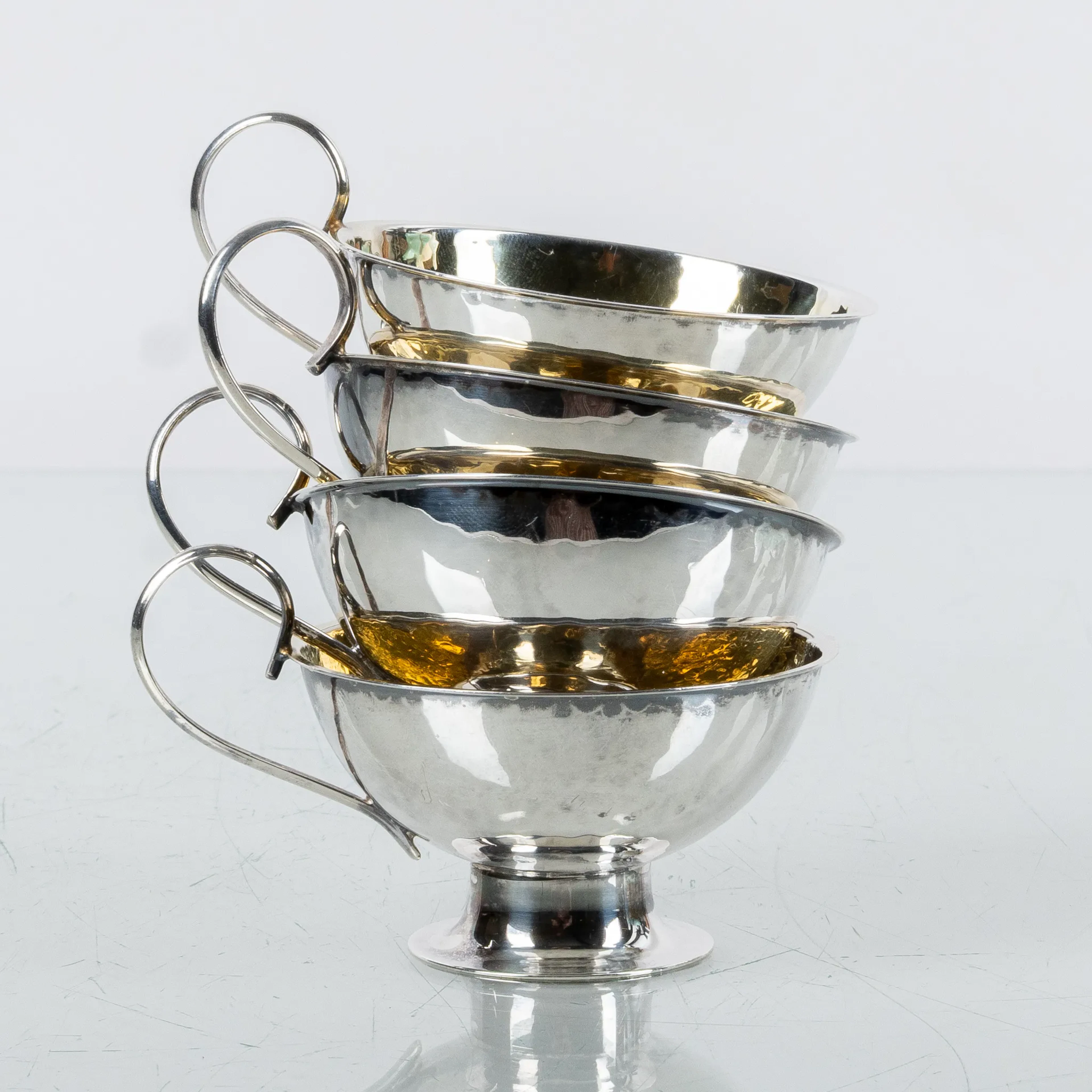 TAZAS PERFORADAS, 4 piezas, plata, GAB, Estocolmo, 1973