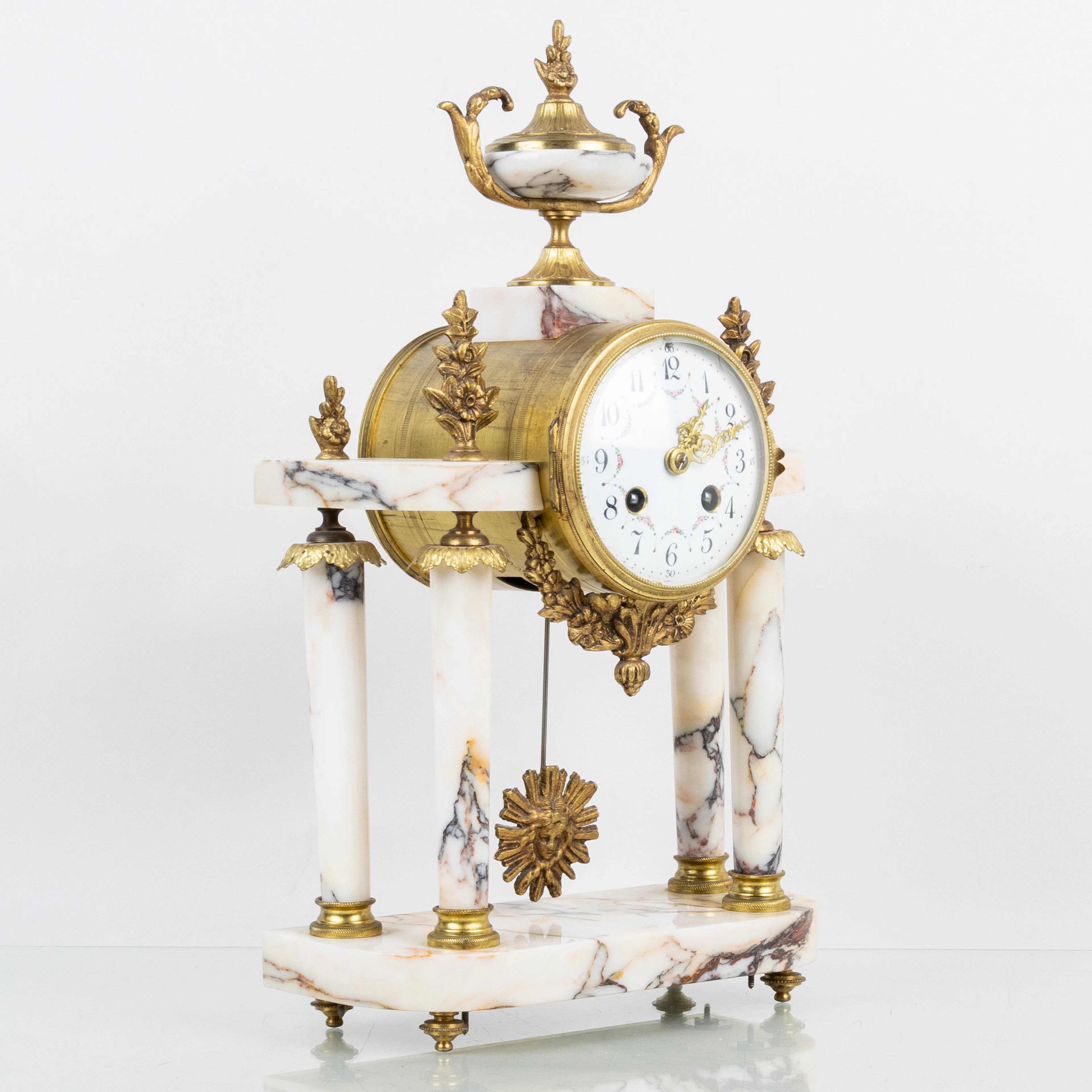 TABLE péndulo, mármol, estilo gustaviano, siglos XIX/1900