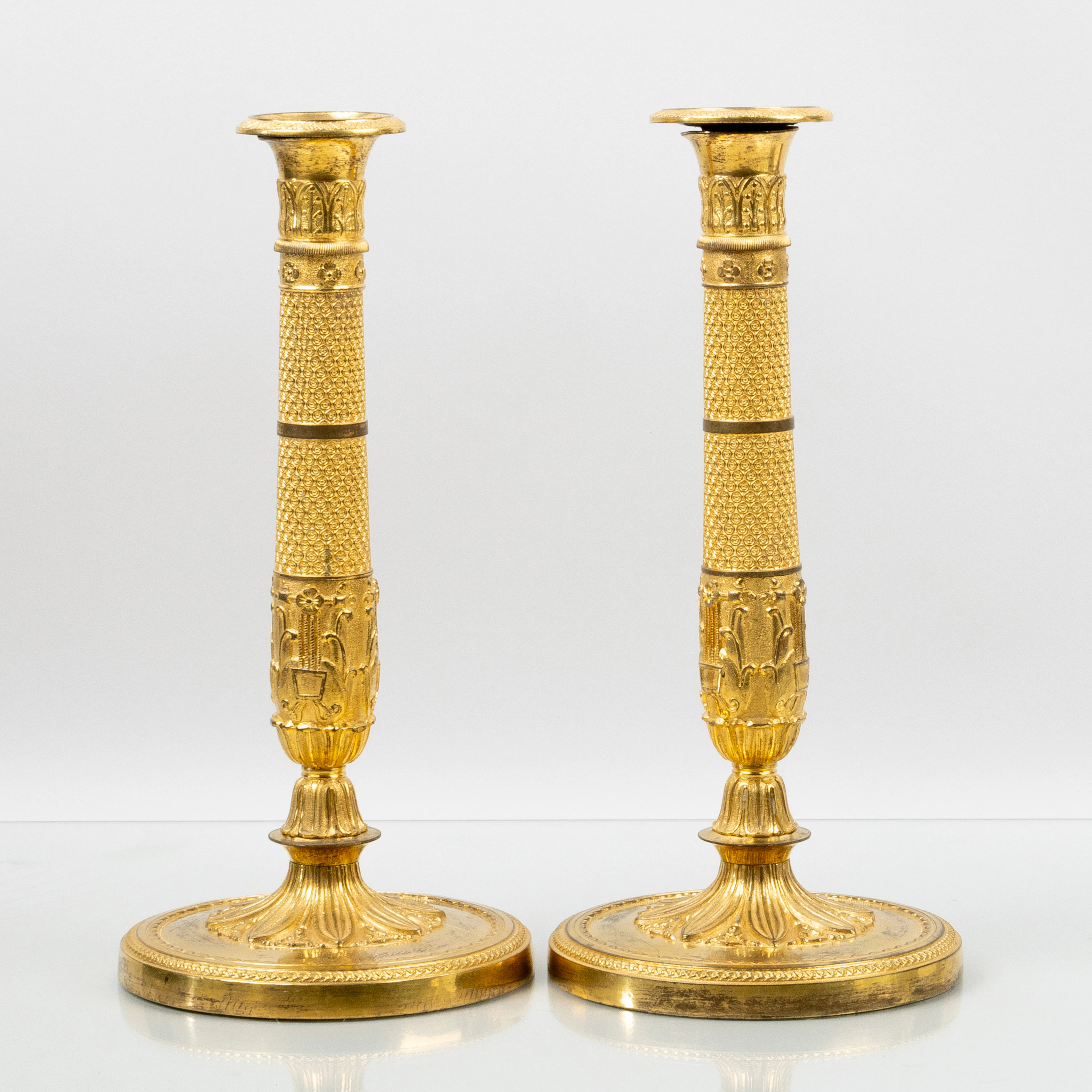 CANDELABROS, 1 par, bronce dorado, imperio, Francia, primera mitad del siglo XIX
