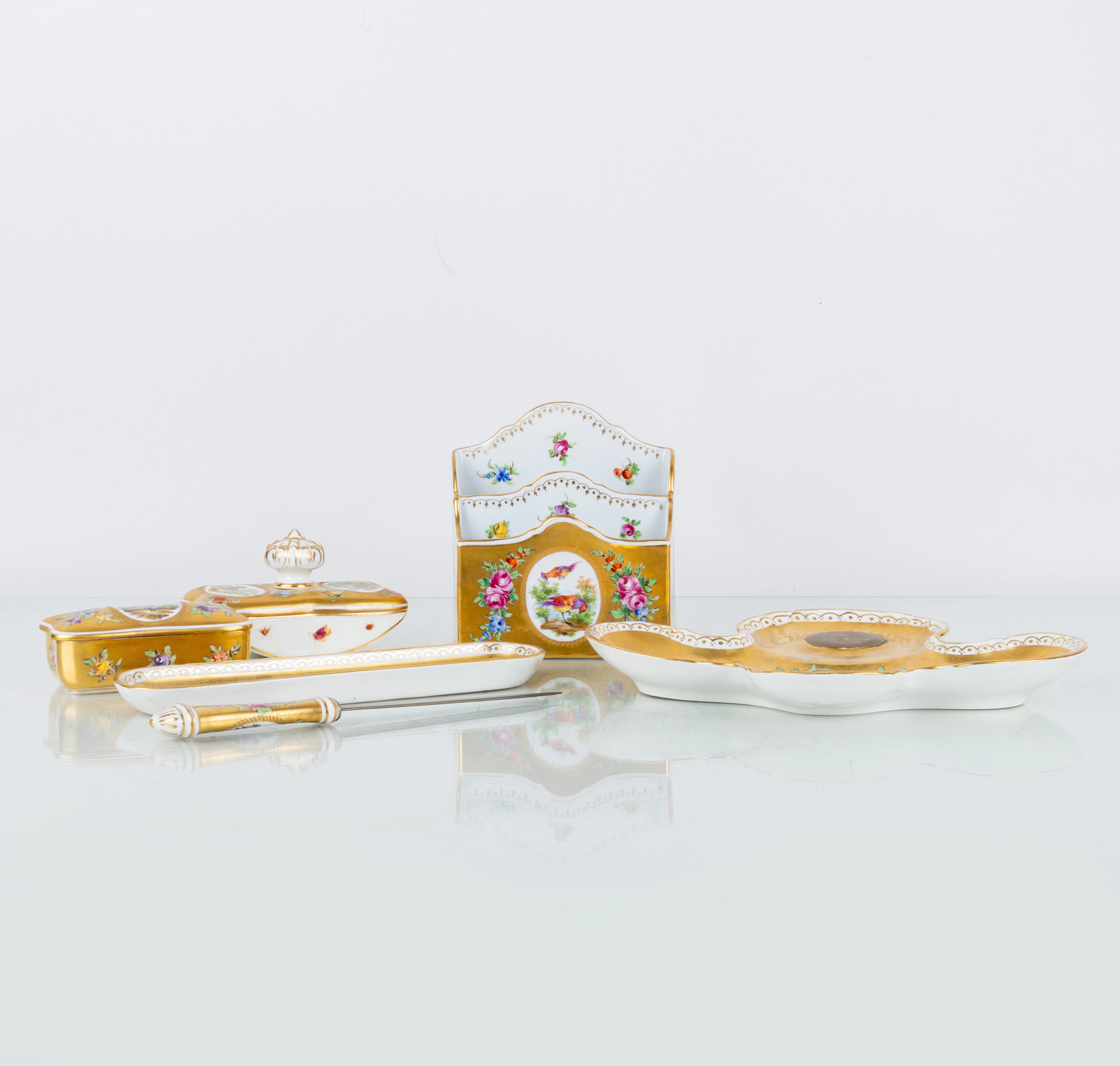 DESK SET, 6 pieces, porcelain, France, 1800s/1900s
