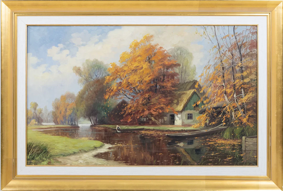 ARTISTA NO IDENTIFICADO, ÓLEO SOBRE LIENZO, FIRMADO Y FECHADO A Elon 1928