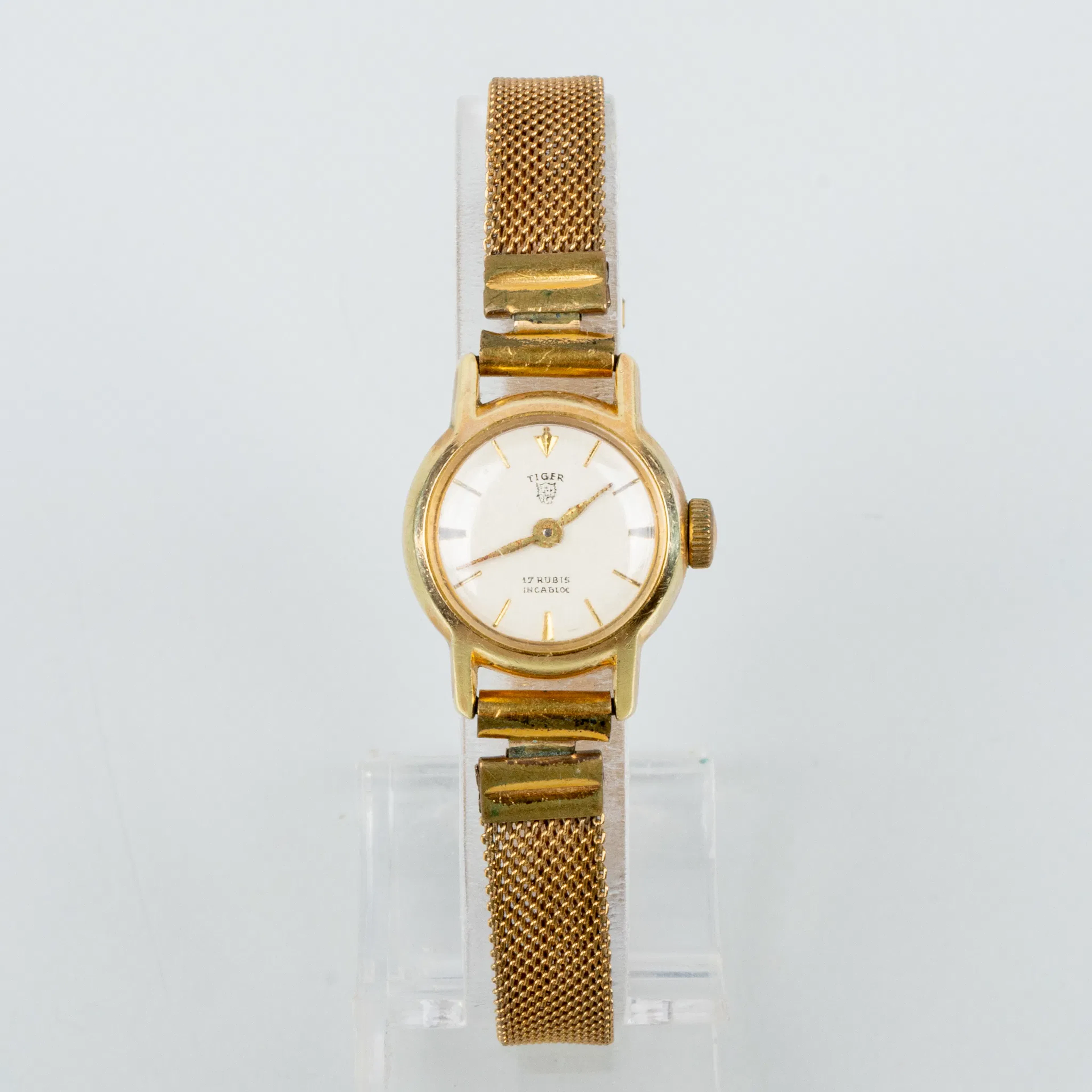 OROLOGIO DA POLSO FEMMINILE, oro 14k, Tiger, metà anni 1900