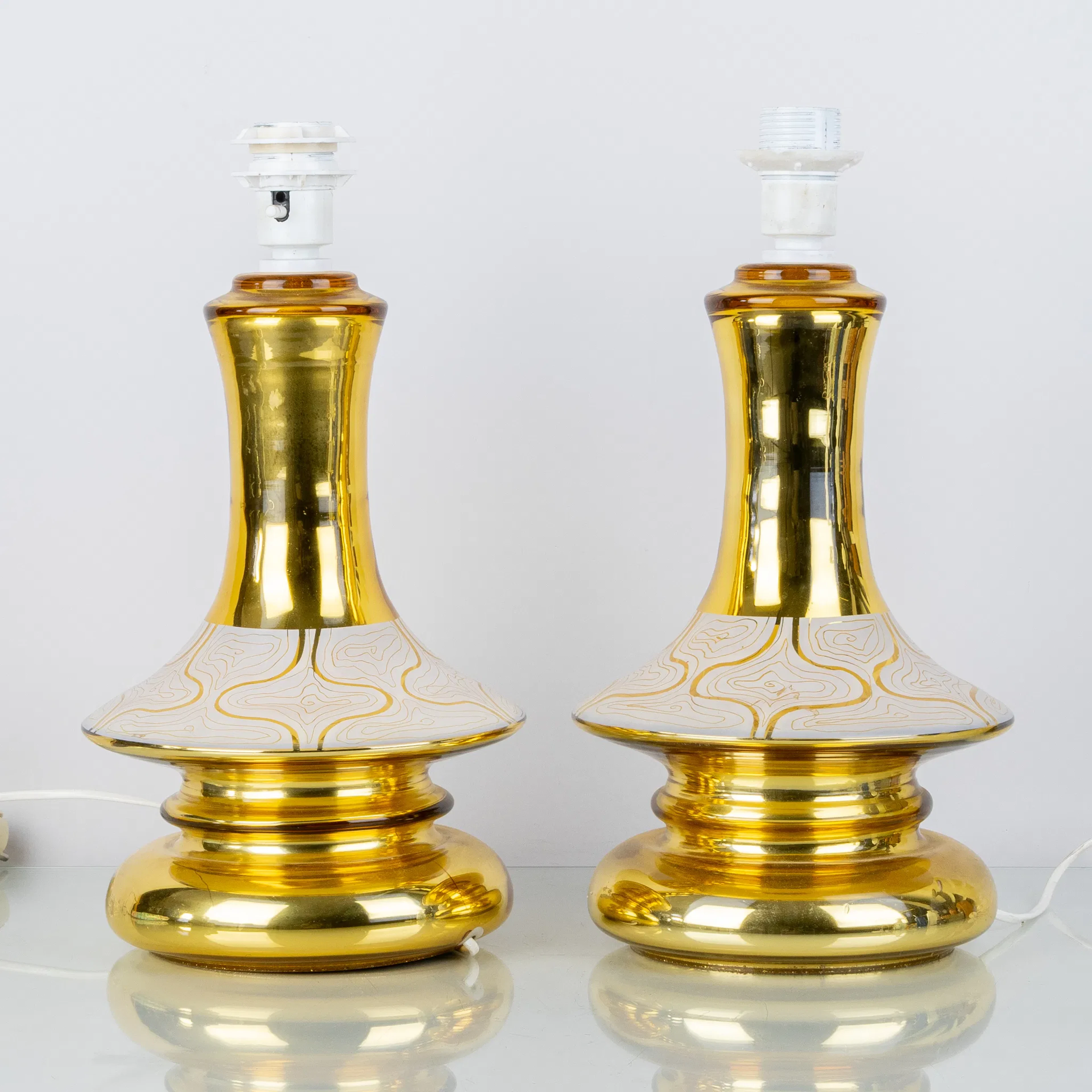 TABLE LAMP BASES, 1 pair, foiled glass, Rosdala glassworks, 1960s/70s