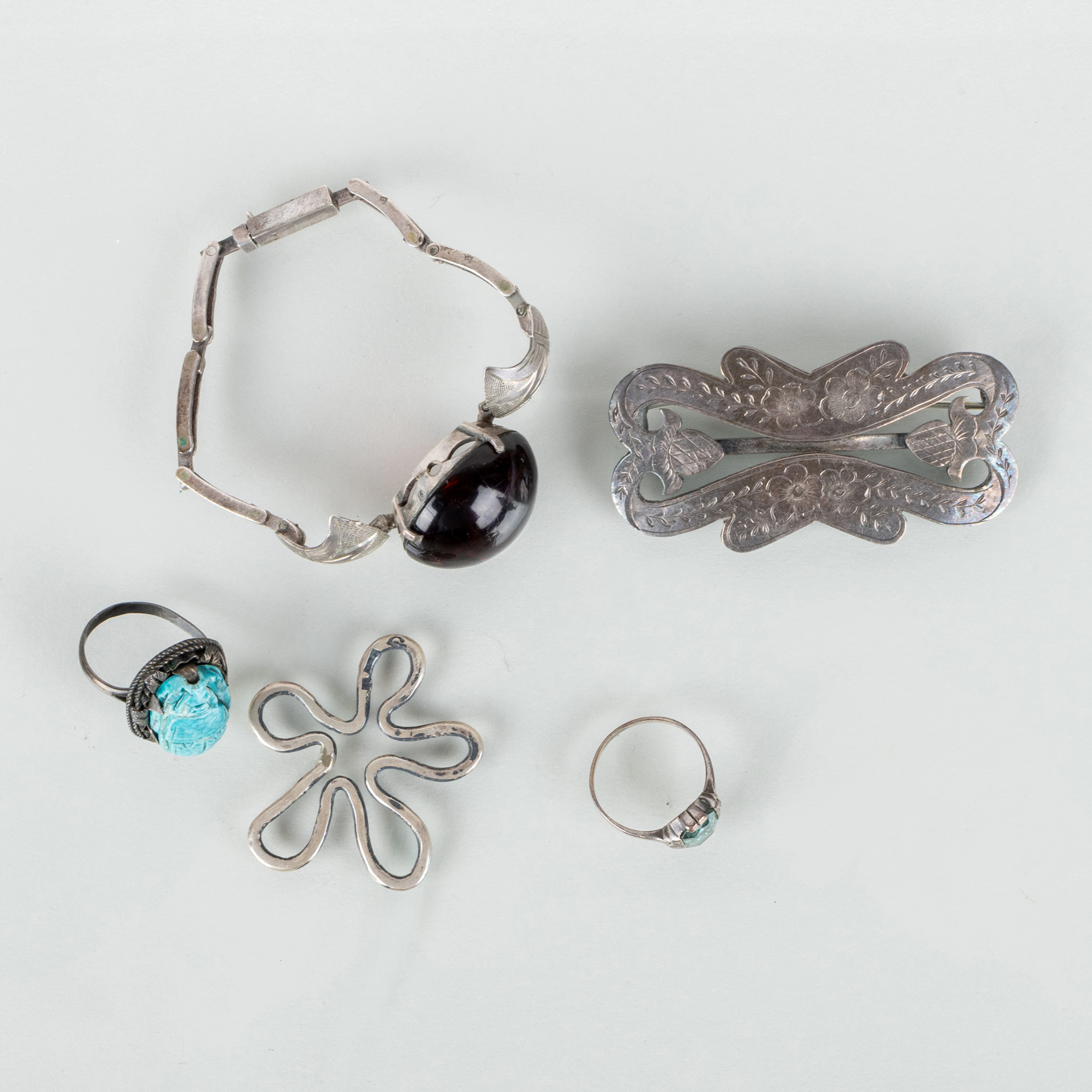 SILVERSMYCKEN, 5 st, bla 1900-talets mitt