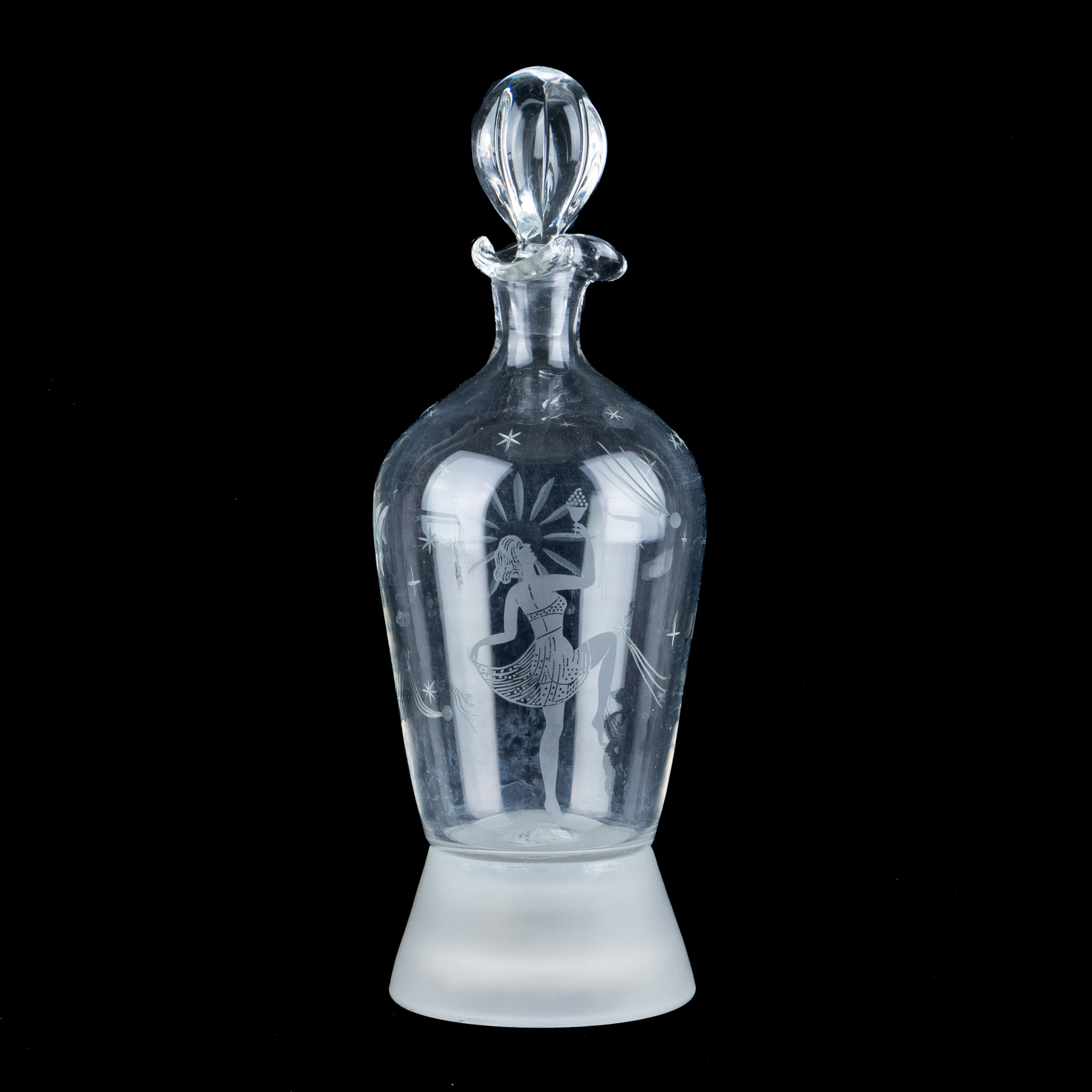 JARRA / CAJA DE MÚSICA, CRISTAL, segunda mitad del siglo XX