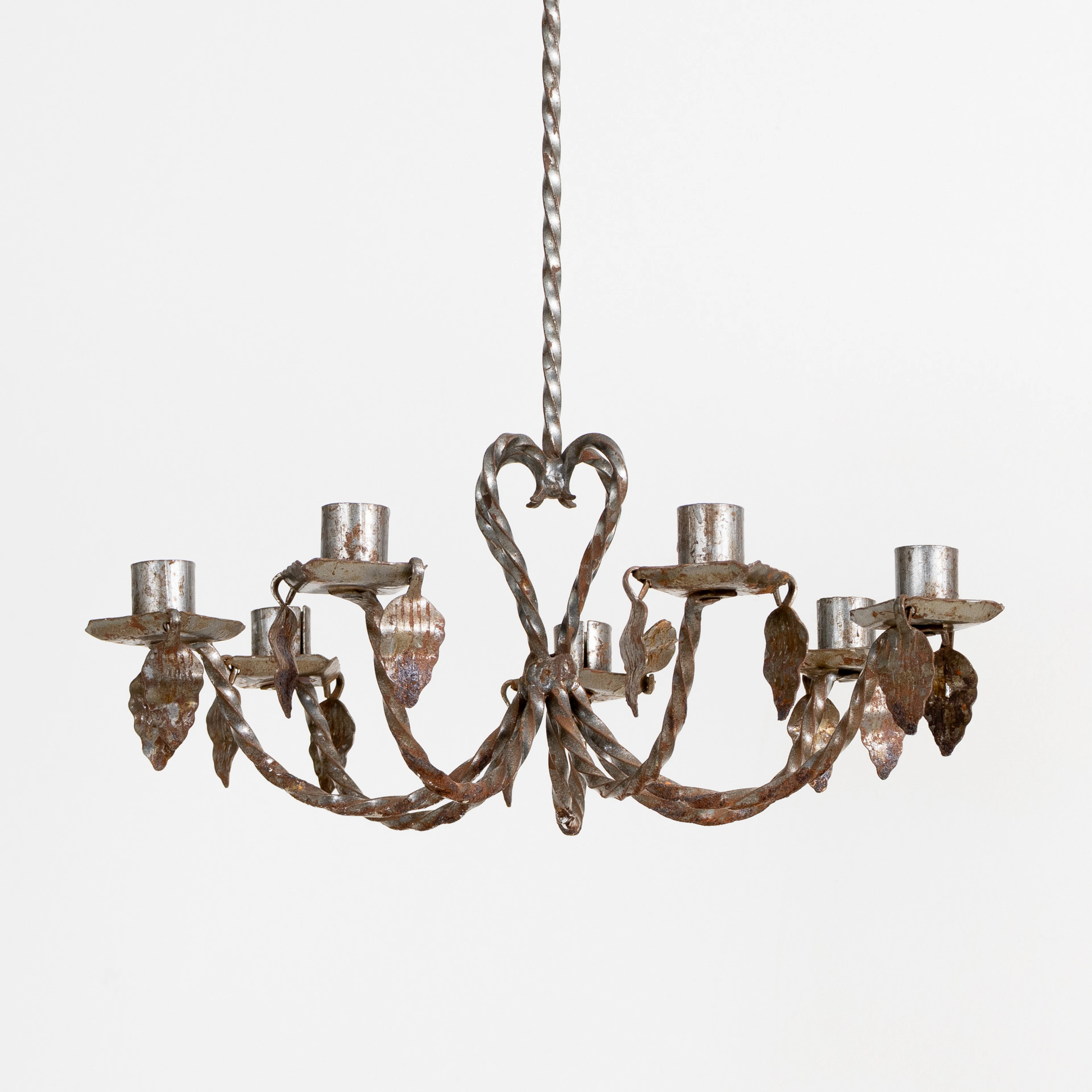 LAMPADARIO, ferro battuto, metà del 1900