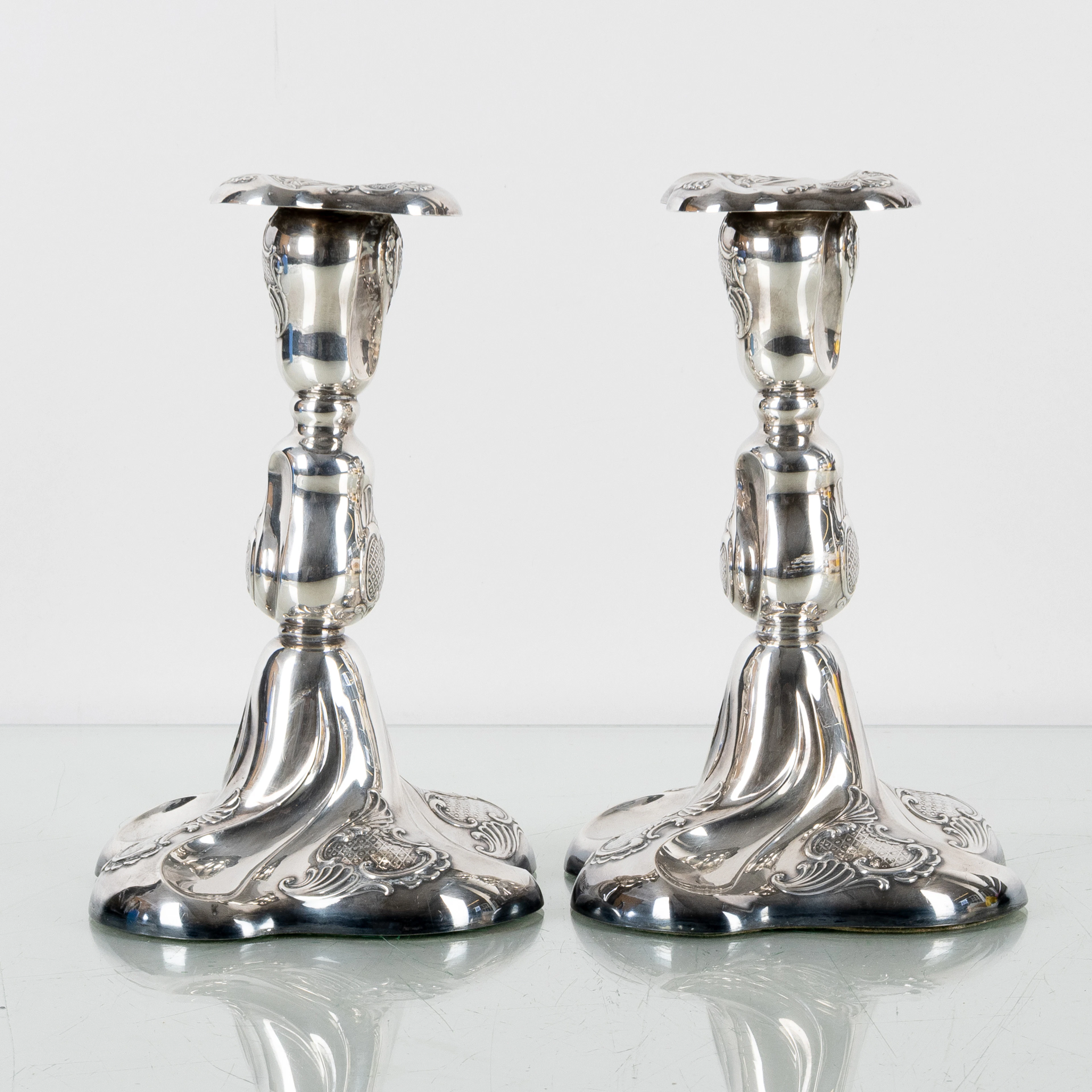 BOUGEOIRS, 1 paire, argent, années 1900