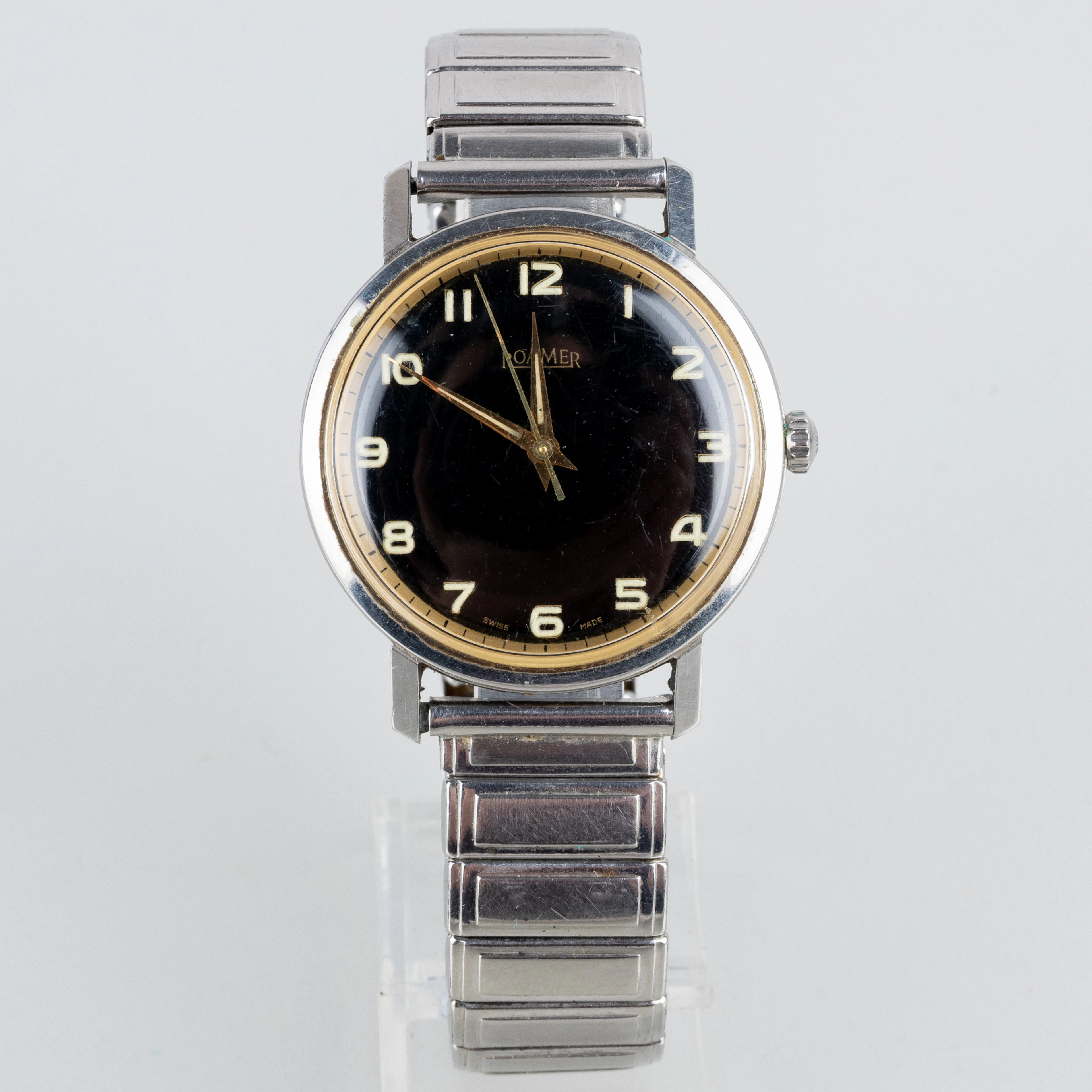ROAMER, reloj de pulsera masculino, acero, mediados del siglo XX