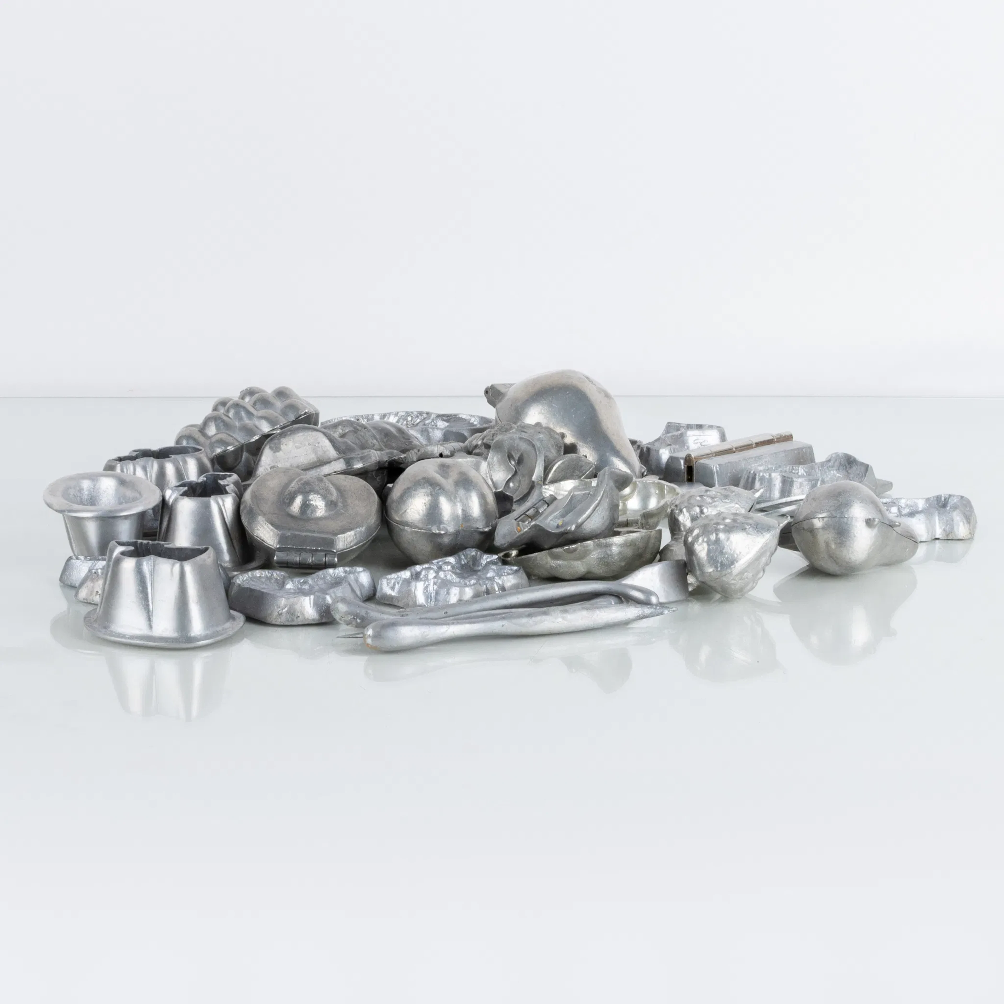 MARZIPAN / CHOCOLATE MOLDS, 20 pcs, pewter, 1900s