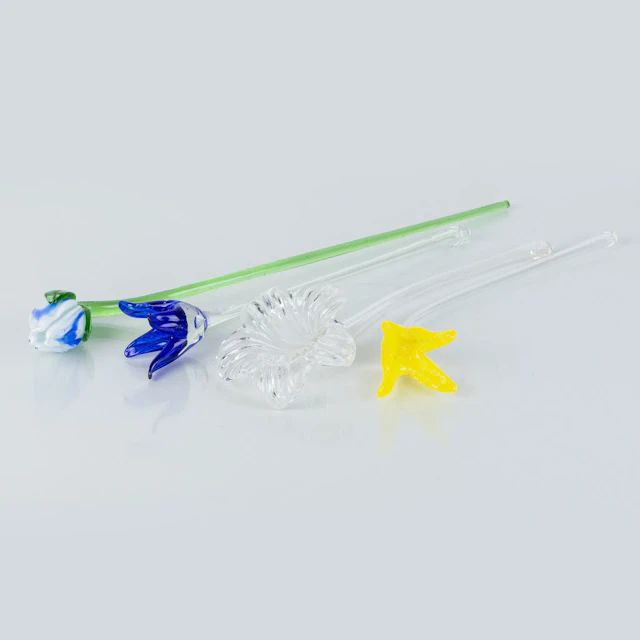 GLASS FLOWERS, 4 pcs, 1900s/2000s