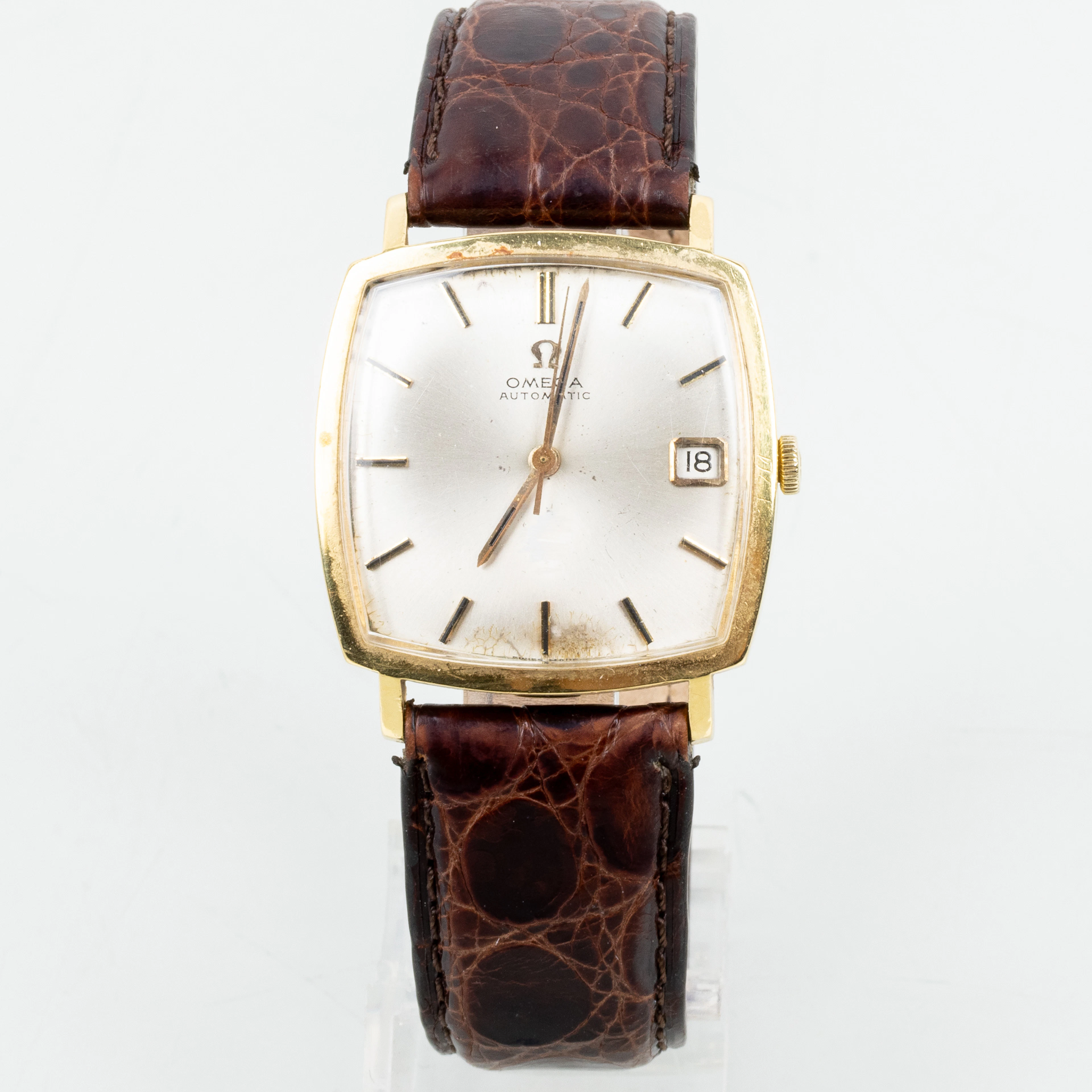 RELOJ DE PULSERA MASCULINO, oro de 18 quilates, Omega, automático, la segunda mitad del siglo XX
