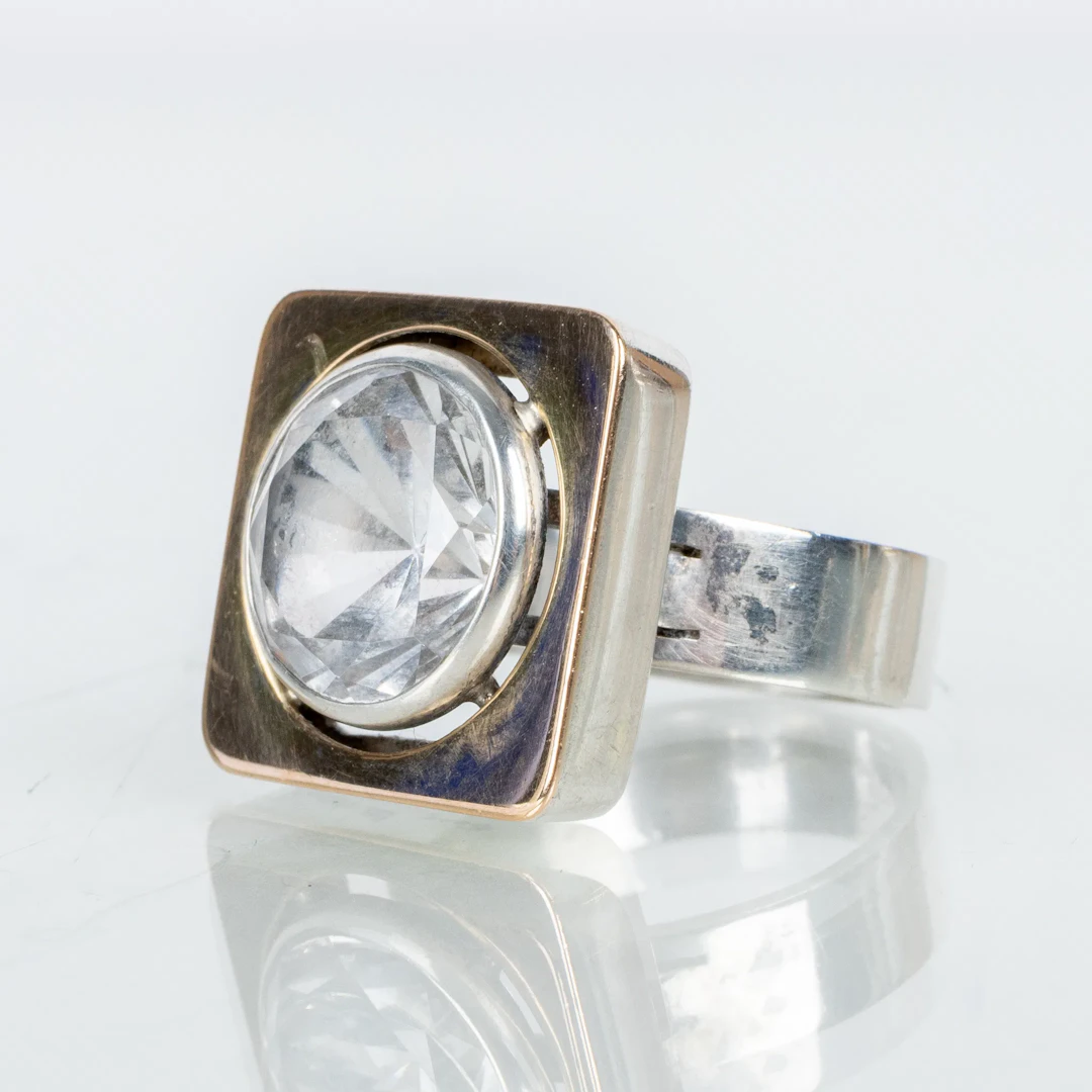 ANILLO, plata, sellos suecos GGG, con cristal de roca, probablemente de los años 60/70