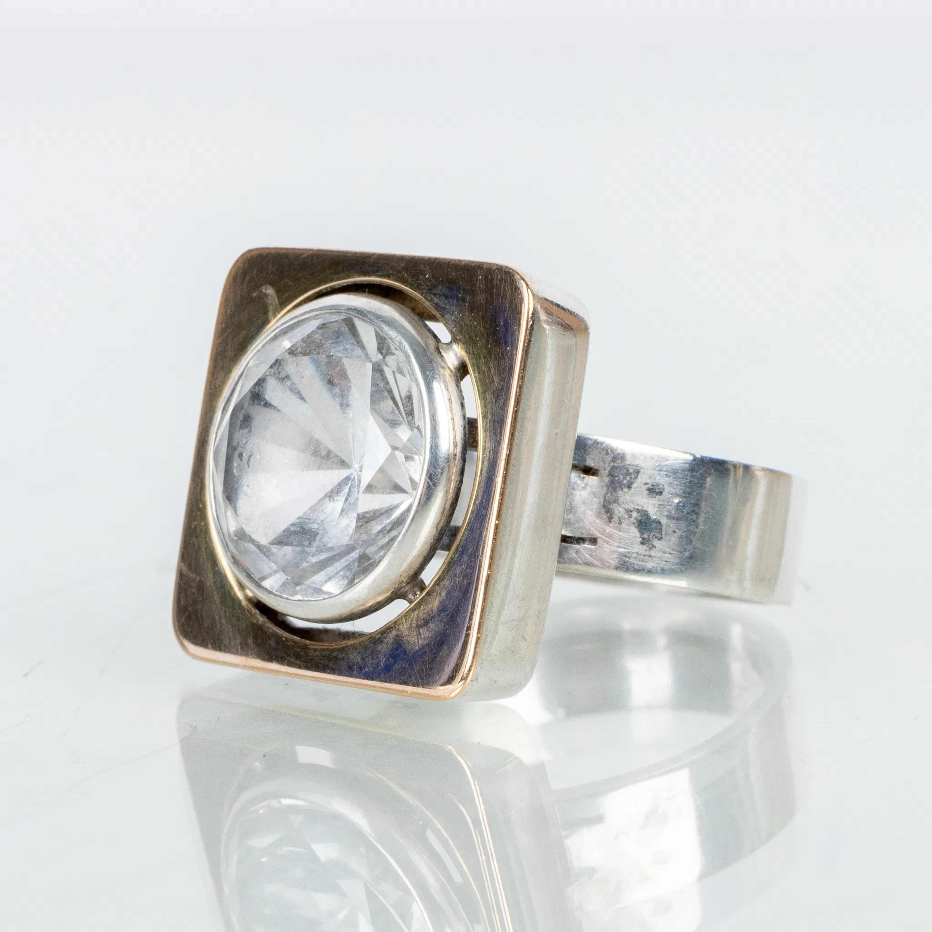 ANILLO, plata, sellos suecos GGG, con cristal de roca, probablemente de los años 60/70